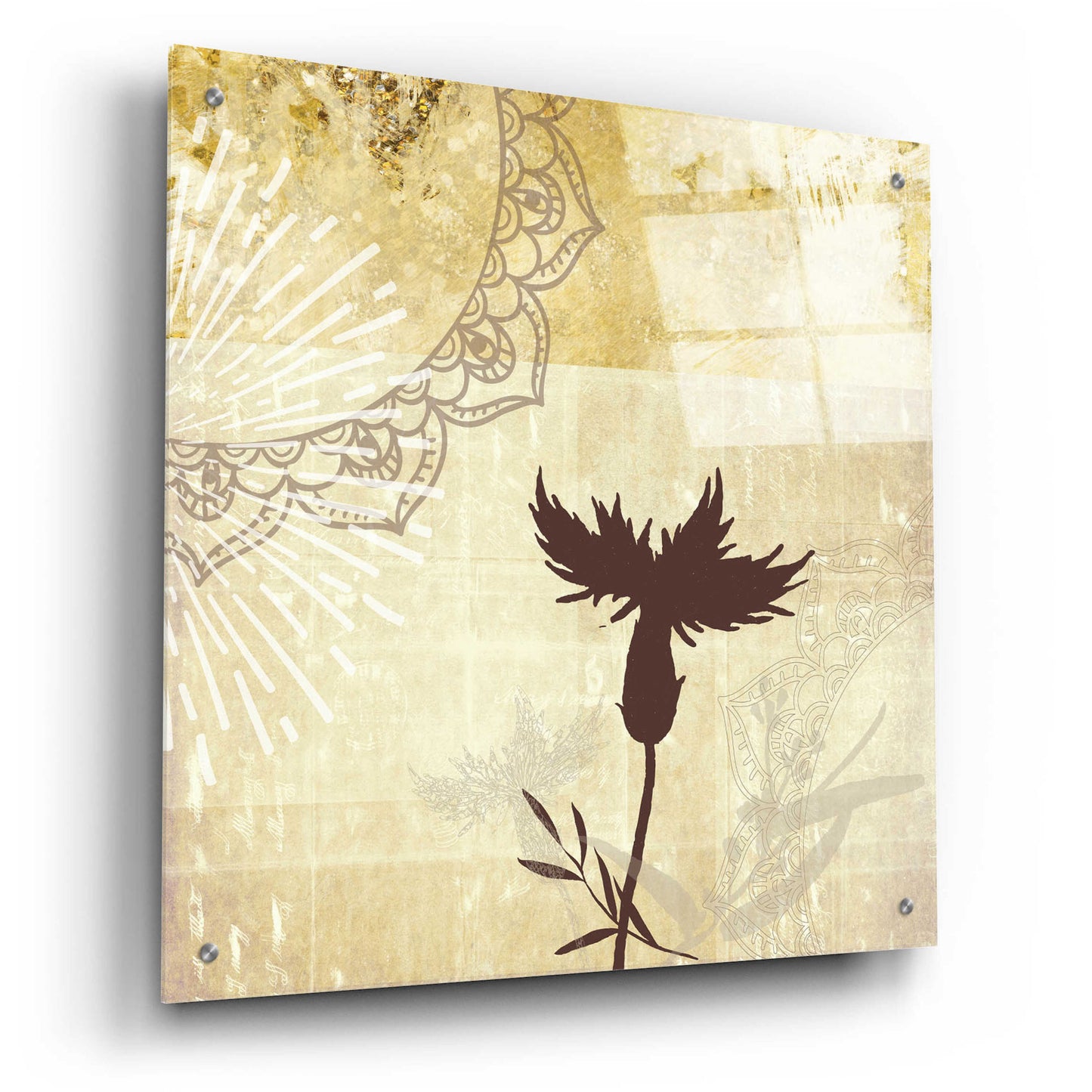 Epic Art 'Golden Henna Breeze 2' by Louis Duncan-He, Acrylic Glass Wall Art,24x24