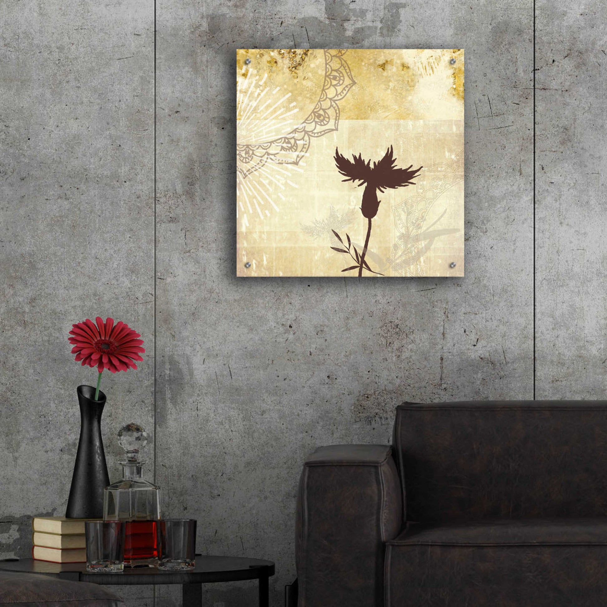 Epic Art 'Golden Henna Breeze 2' by Louis Duncan-He, Acrylic Glass Wall Art,24x24