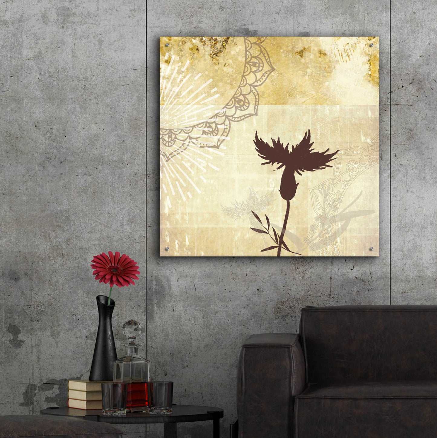 Epic Art 'Golden Henna Breeze 2' by Louis Duncan-He, Acrylic Glass Wall Art,36x36