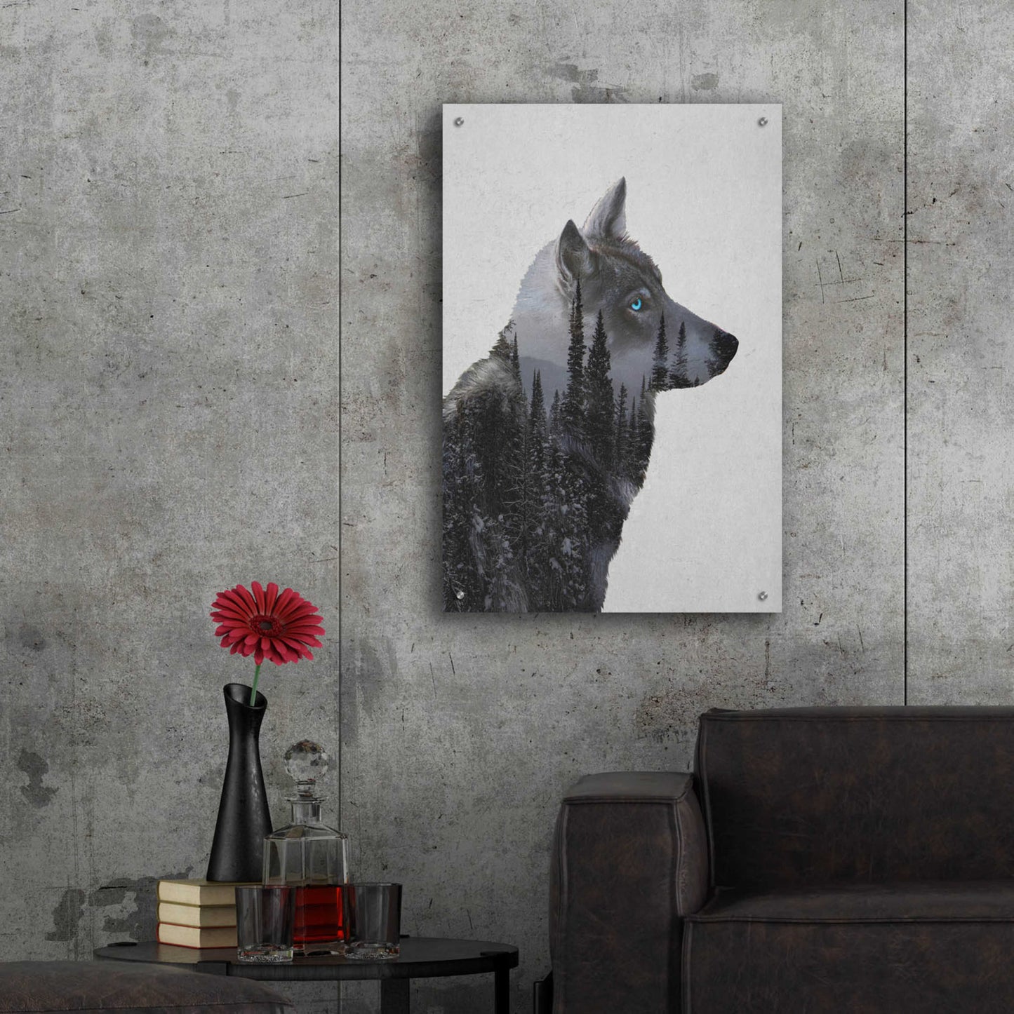 Epic Art 'Winter Wolf' by Davies Babies, Acrylic Glass Wall Art,24x36