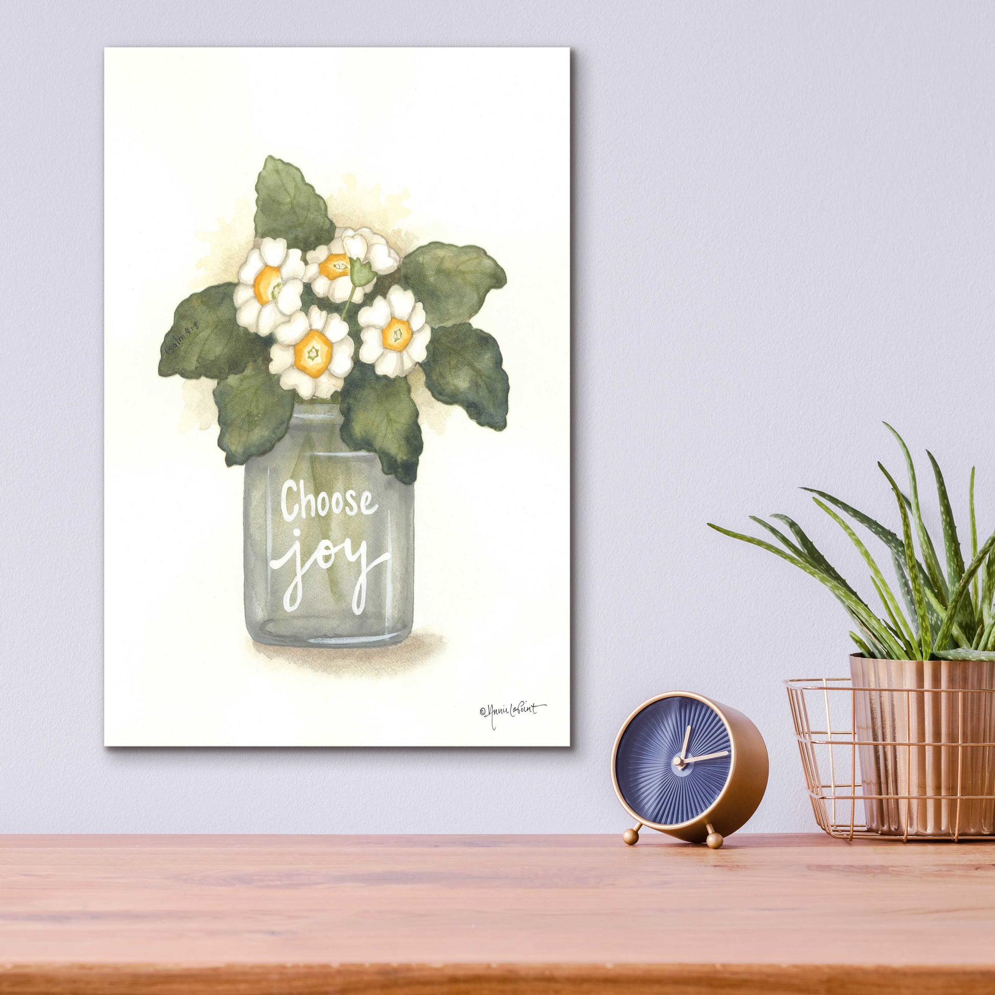 Epic Art 'Choose Joy Primrose' by Annie LaPoint, Acrylic Glass Wall Art,12x16