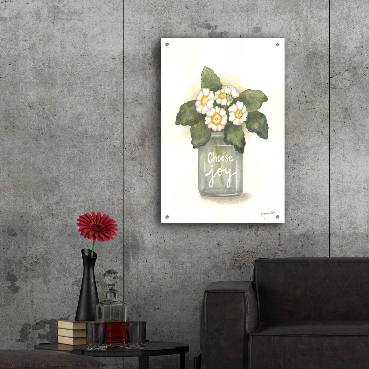 Epic Art 'Choose Joy Primrose' by Annie LaPoint, Acrylic Glass Wall Art,24x36