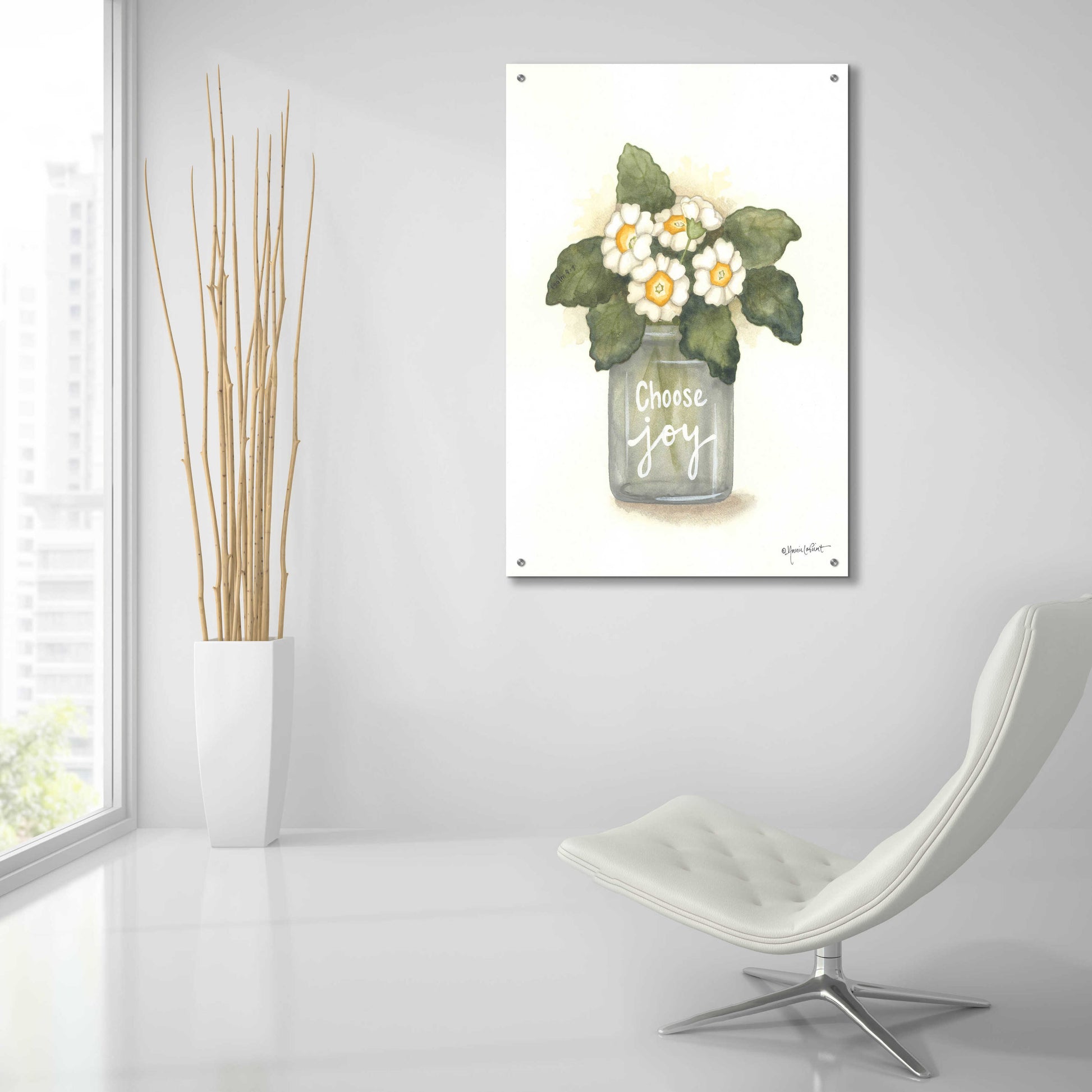 Epic Art 'Choose Joy Primrose' by Annie LaPoint, Acrylic Glass Wall Art,24x36