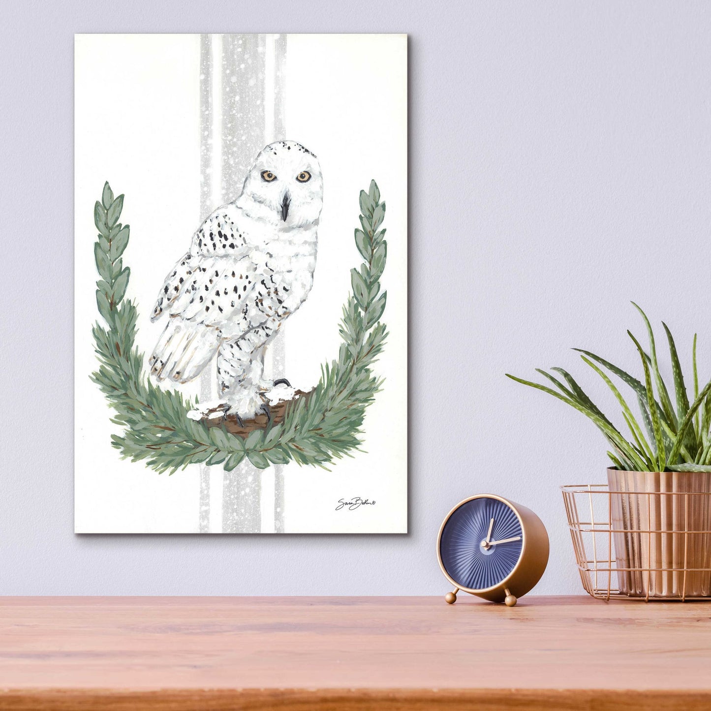 Epic Art 'Arctic Winter Owl  ' by Sara Baker, Acrylic Glass Wall Art,12x16