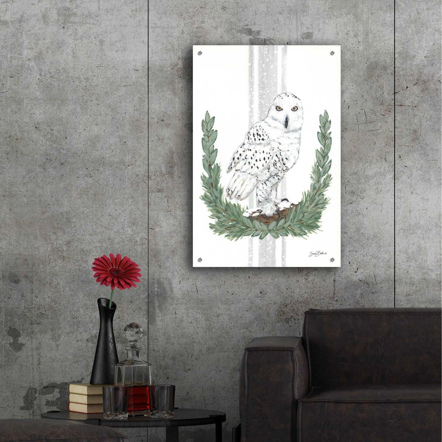 Epic Art 'Arctic Winter Owl  ' by Sara Baker, Acrylic Glass Wall Art,24x36