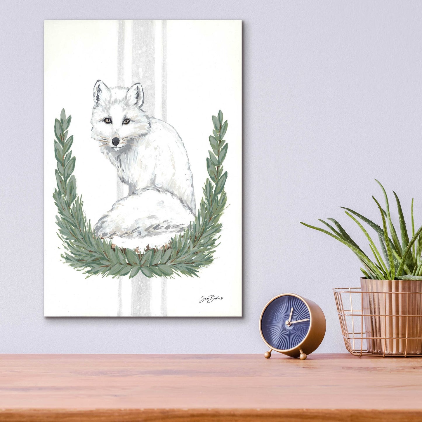 Epic Art 'Arctic Winter Fox  ' by Sara Baker, Acrylic Glass Wall Art,12x16