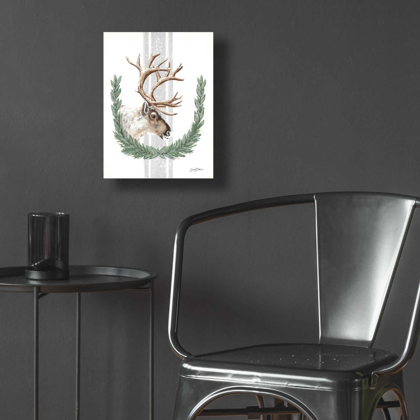 Epic Art 'Arctic Winter Reindeer  ' by Sara Baker, Acrylic Glass Wall Art,12x16