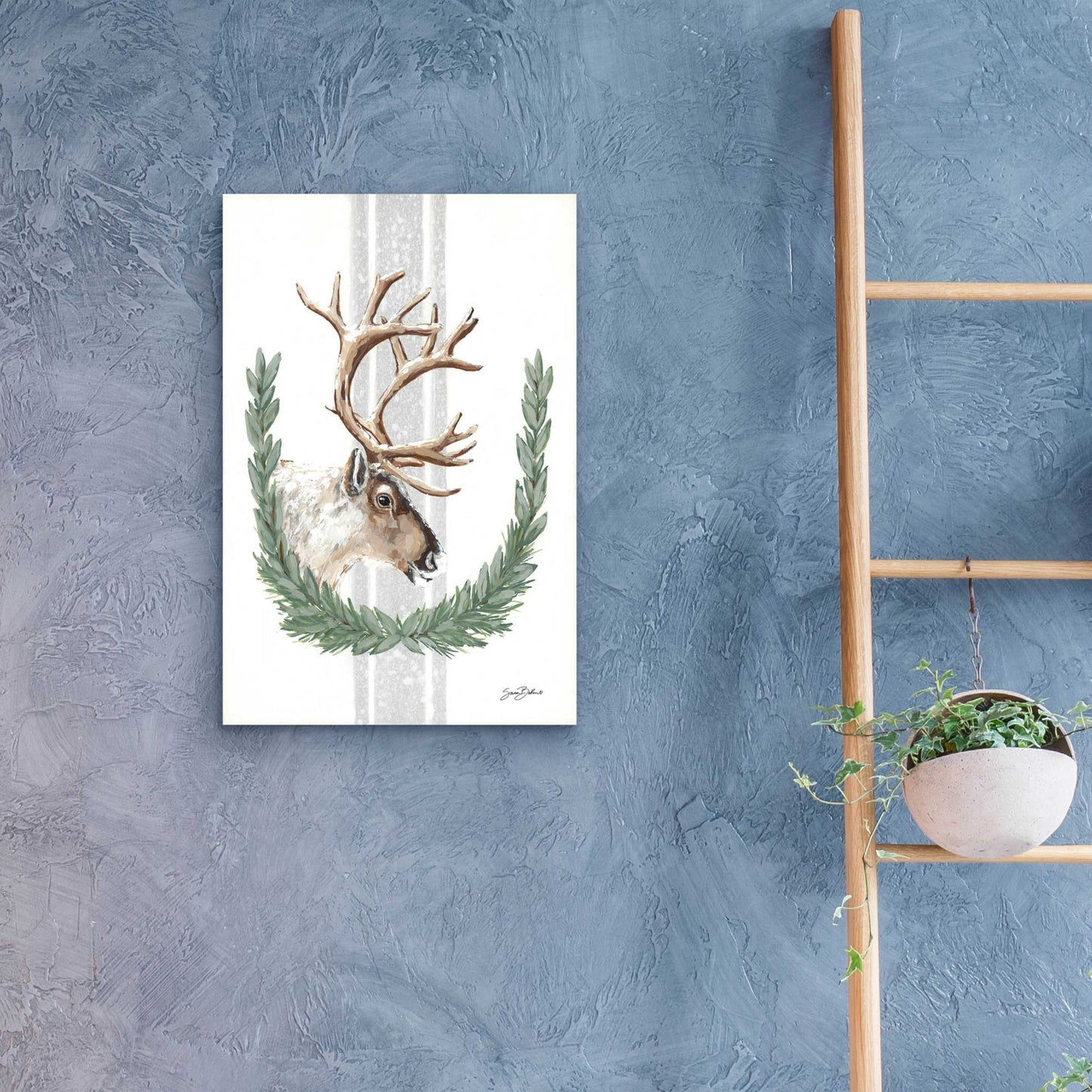 Epic Art 'Arctic Winter Reindeer  ' by Sara Baker, Acrylic Glass Wall Art,16x24