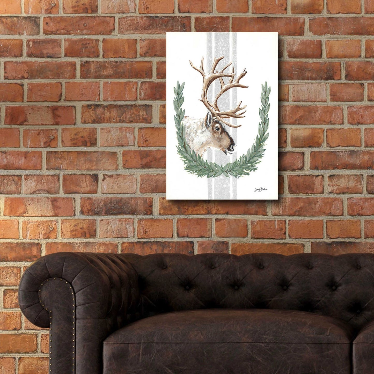 Epic Art 'Arctic Winter Reindeer  ' by Sara Baker, Acrylic Glass Wall Art,16x24