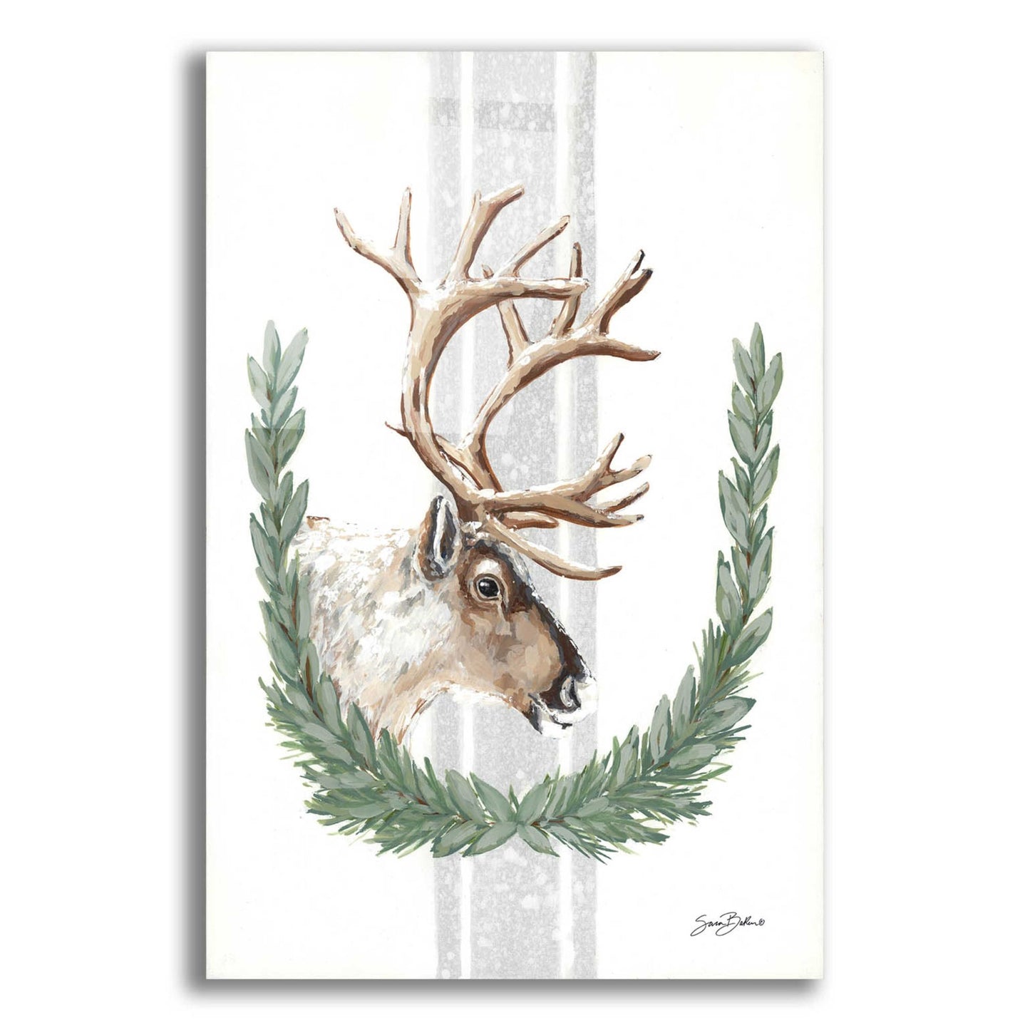 Epic Art 'Arctic Winter Reindeer  ' by Sara Baker, Acrylic Glass Wall Art