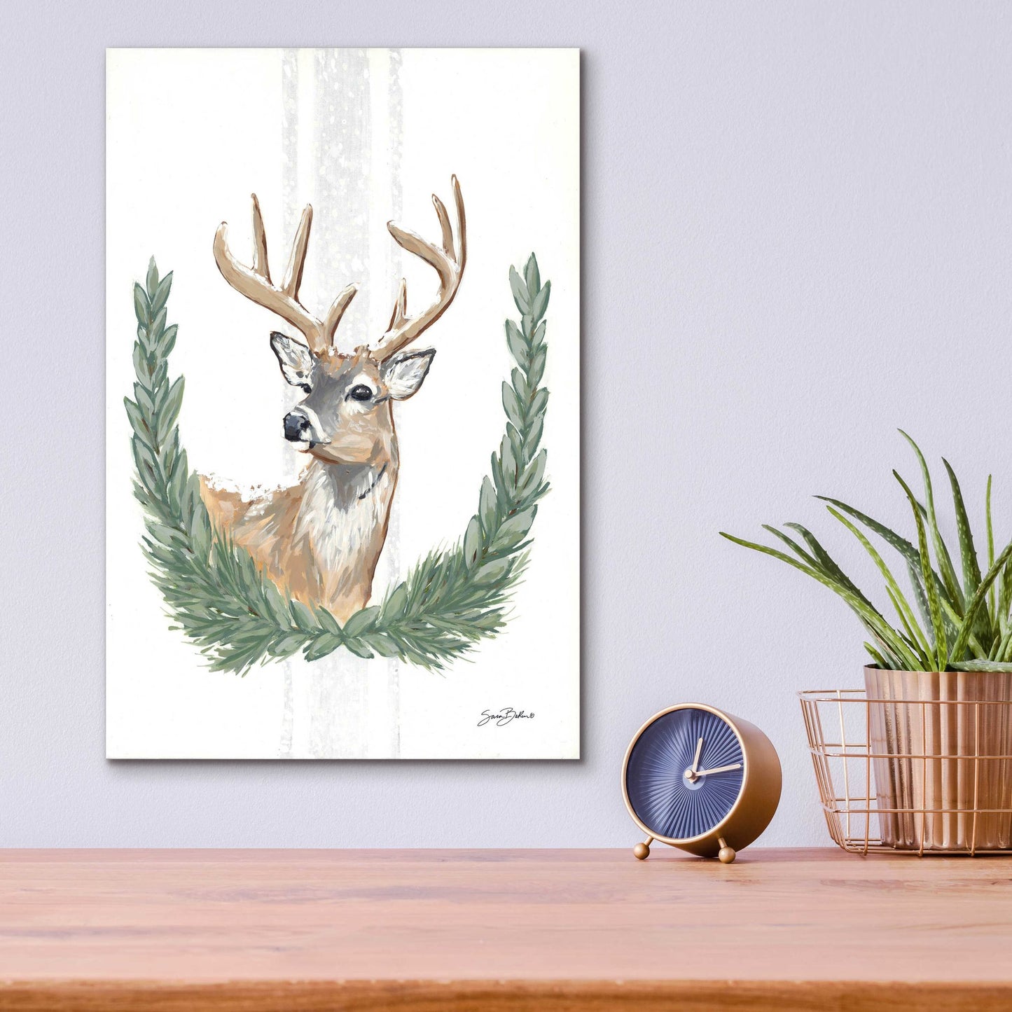 Epic Art 'Arctic Winter Deer  ' by Sara Baker, Acrylic Glass Wall Art,12x16