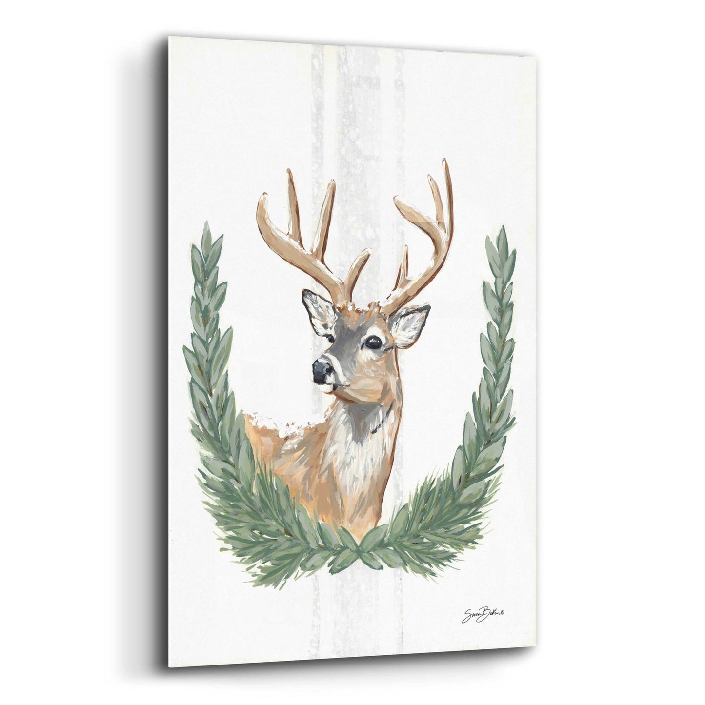 Epic Art 'Arctic Winter Deer  ' by Sara Baker, Acrylic Glass Wall Art,16x24