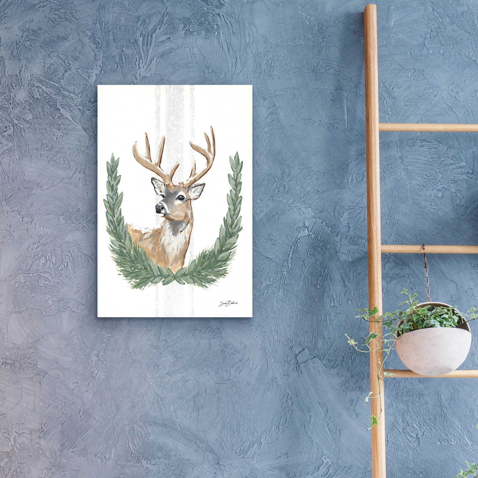 Epic Art 'Arctic Winter Deer  ' by Sara Baker, Acrylic Glass Wall Art,16x24