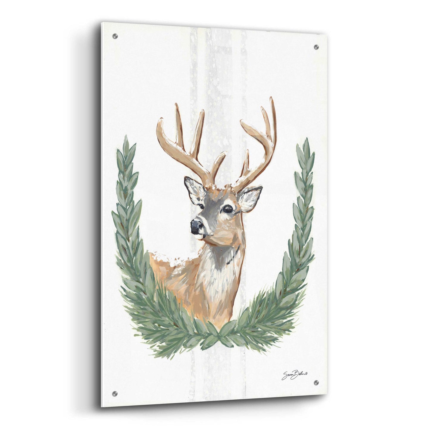 Epic Art 'Arctic Winter Deer  ' by Sara Baker, Acrylic Glass Wall Art,24x36