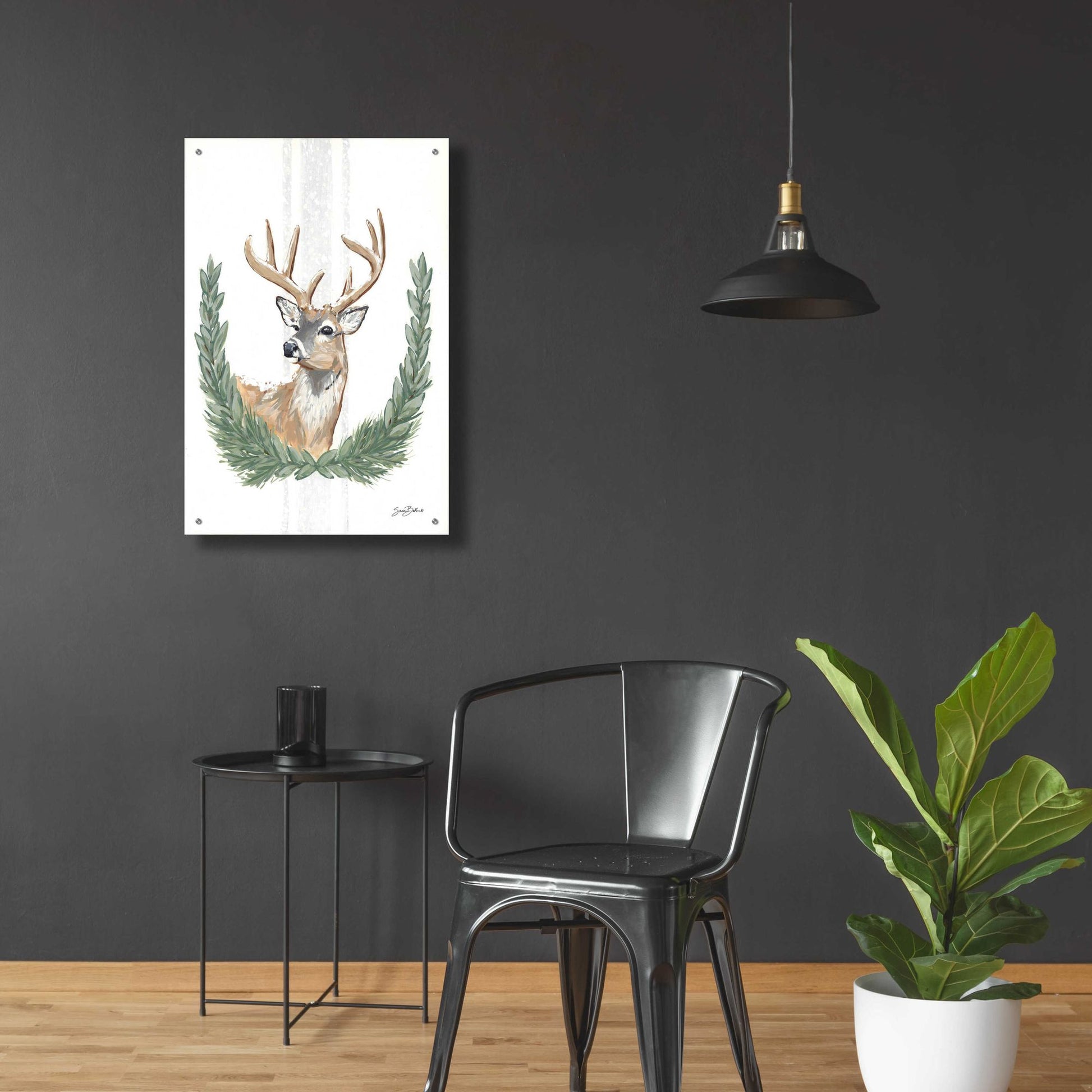 Epic Art 'Arctic Winter Deer  ' by Sara Baker, Acrylic Glass Wall Art,24x36