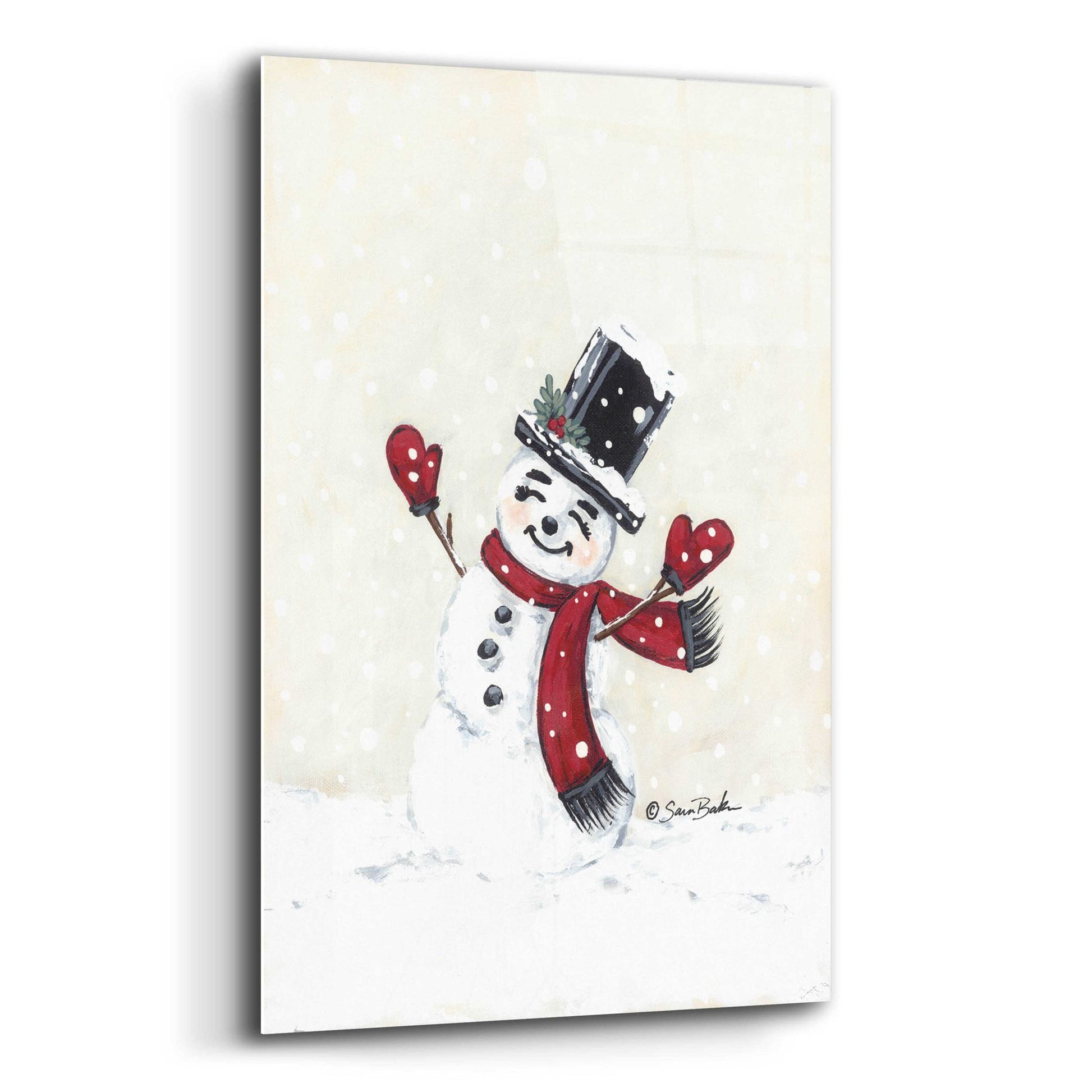 Epic Art 'Jolly Red Snowman' by Sara Baker, Acrylic Glass Wall Art,12x16