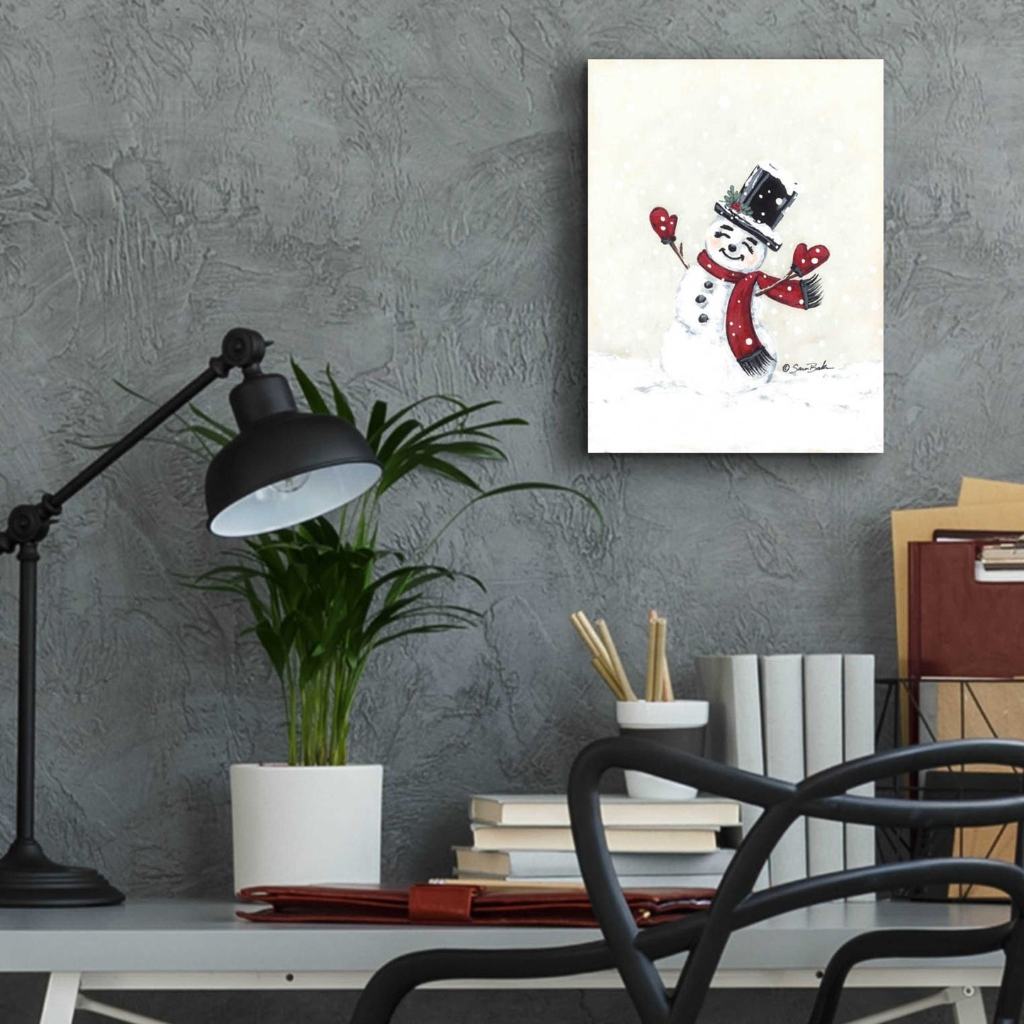 Epic Art 'Jolly Red Snowman' by Sara Baker, Acrylic Glass Wall Art,12x16