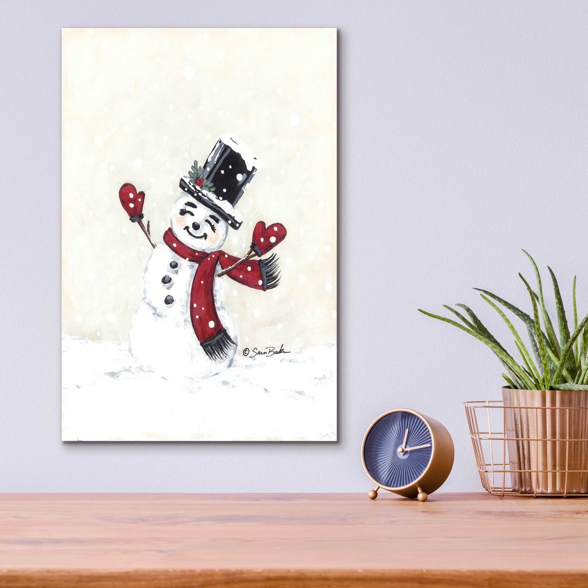 Epic Art 'Jolly Red Snowman' by Sara Baker, Acrylic Glass Wall Art,12x16