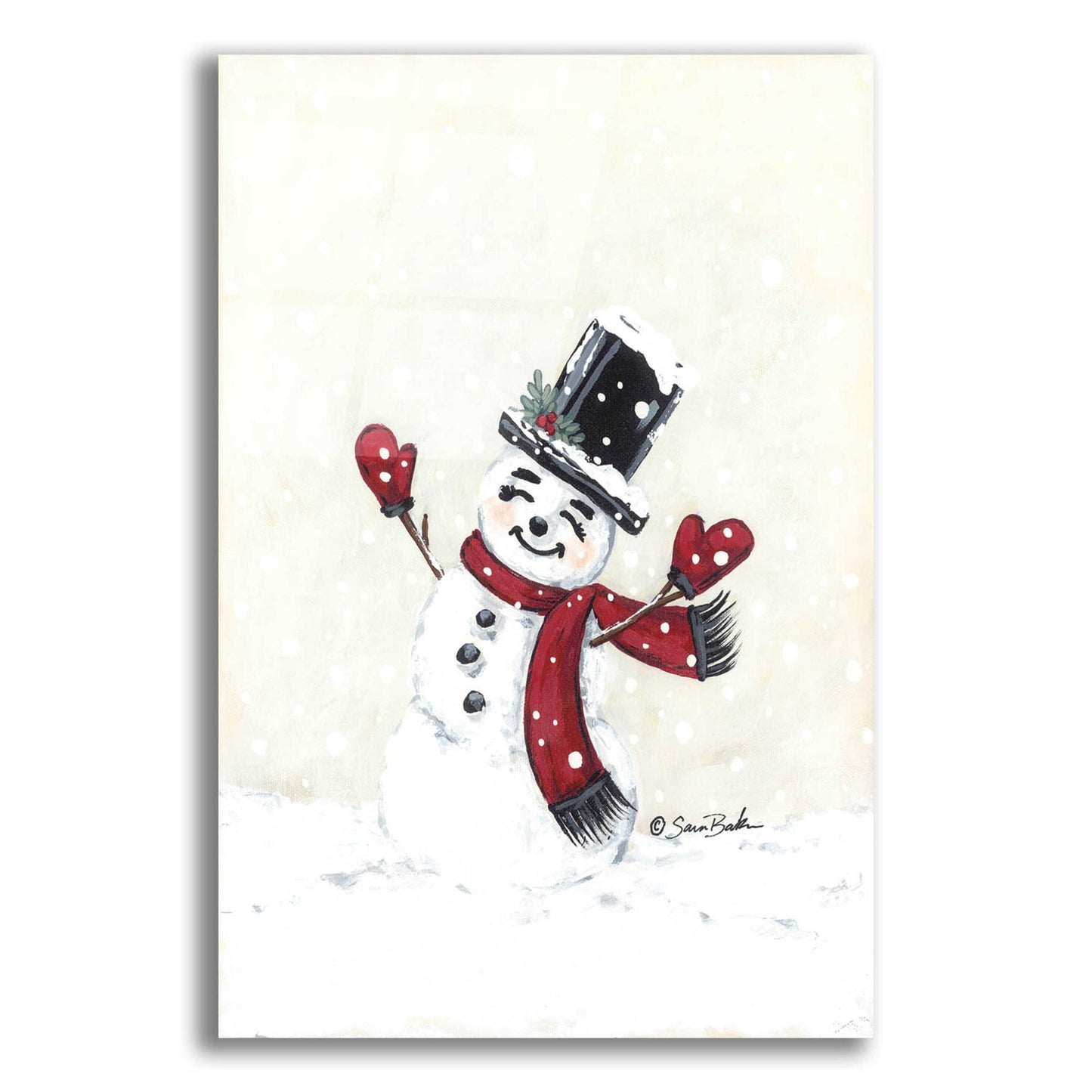 Epic Art 'Jolly Red Snowman' by Sara Baker, Acrylic Glass Wall Art,12x16