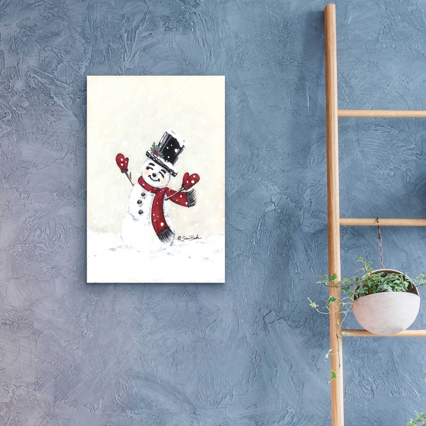 Epic Art 'Jolly Red Snowman' by Sara Baker, Acrylic Glass Wall Art,16x24