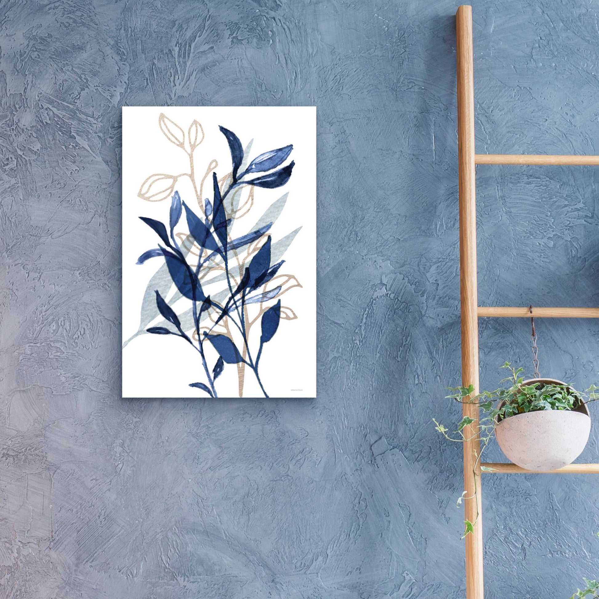 Epic Art 'Botanical Blues I' by Bluebird Barn, Acrylic Glass Wall Art,16x24