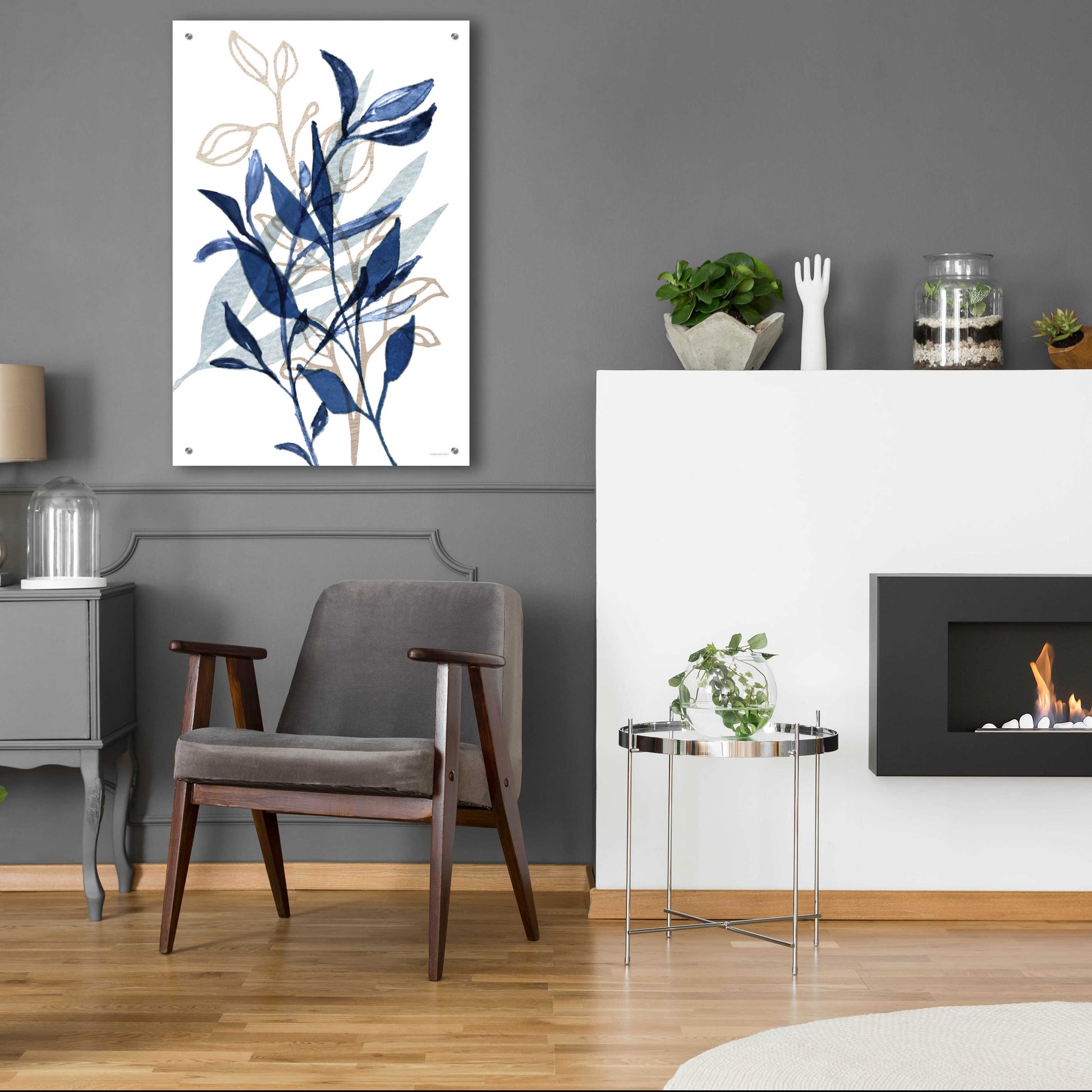 Epic Art 'Botanical Blues I' by Bluebird Barn, Acrylic Glass Wall Art,24x36