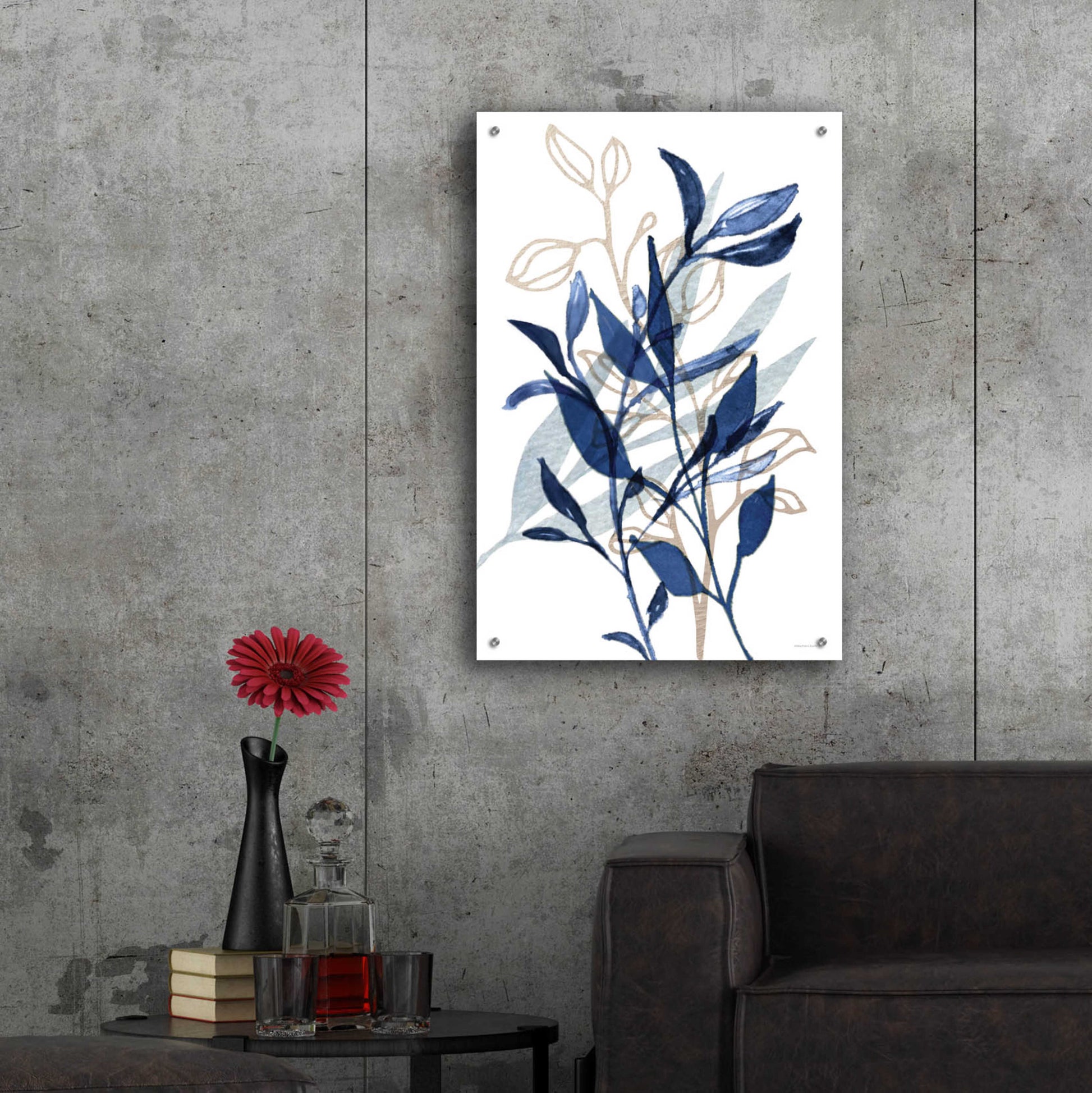 Epic Art 'Botanical Blues I' by Bluebird Barn, Acrylic Glass Wall Art,24x36