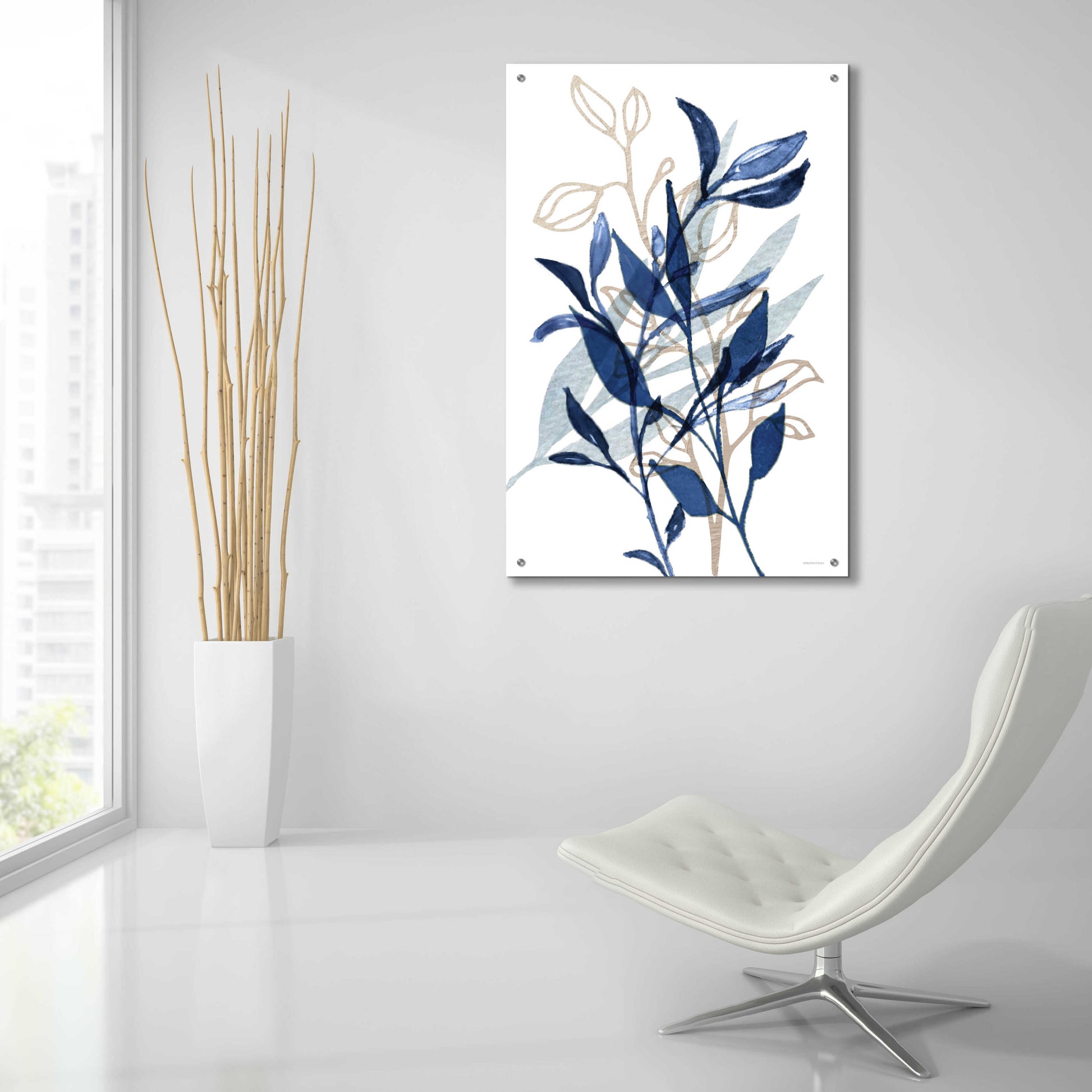 Epic Art 'Botanical Blues I' by Bluebird Barn, Acrylic Glass Wall Art,24x36