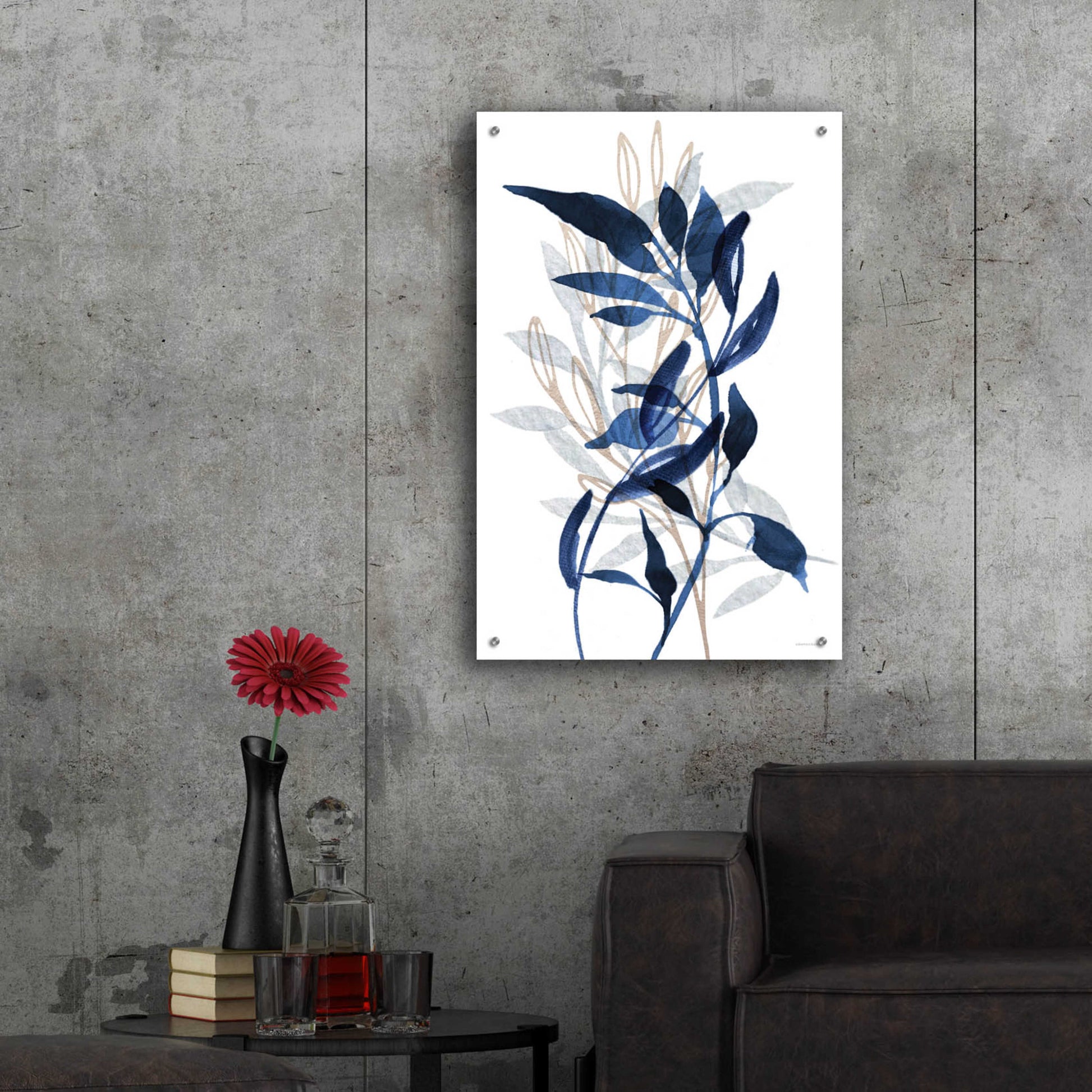 Epic Art 'Botanical Blues II' by Bluebird Barn, Acrylic Glass Wall Art,24x36