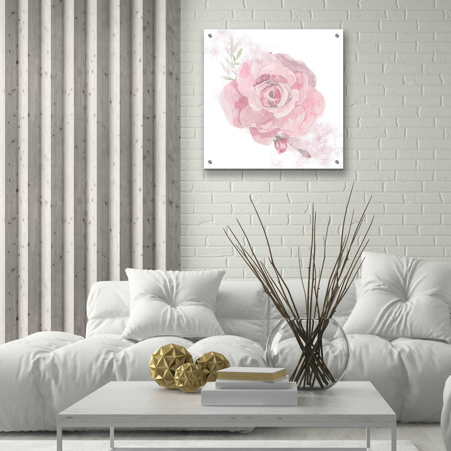 Epic Art 'Cottage Rose' by Bluebird Barn, Acrylic Glass Wall Art,24x24