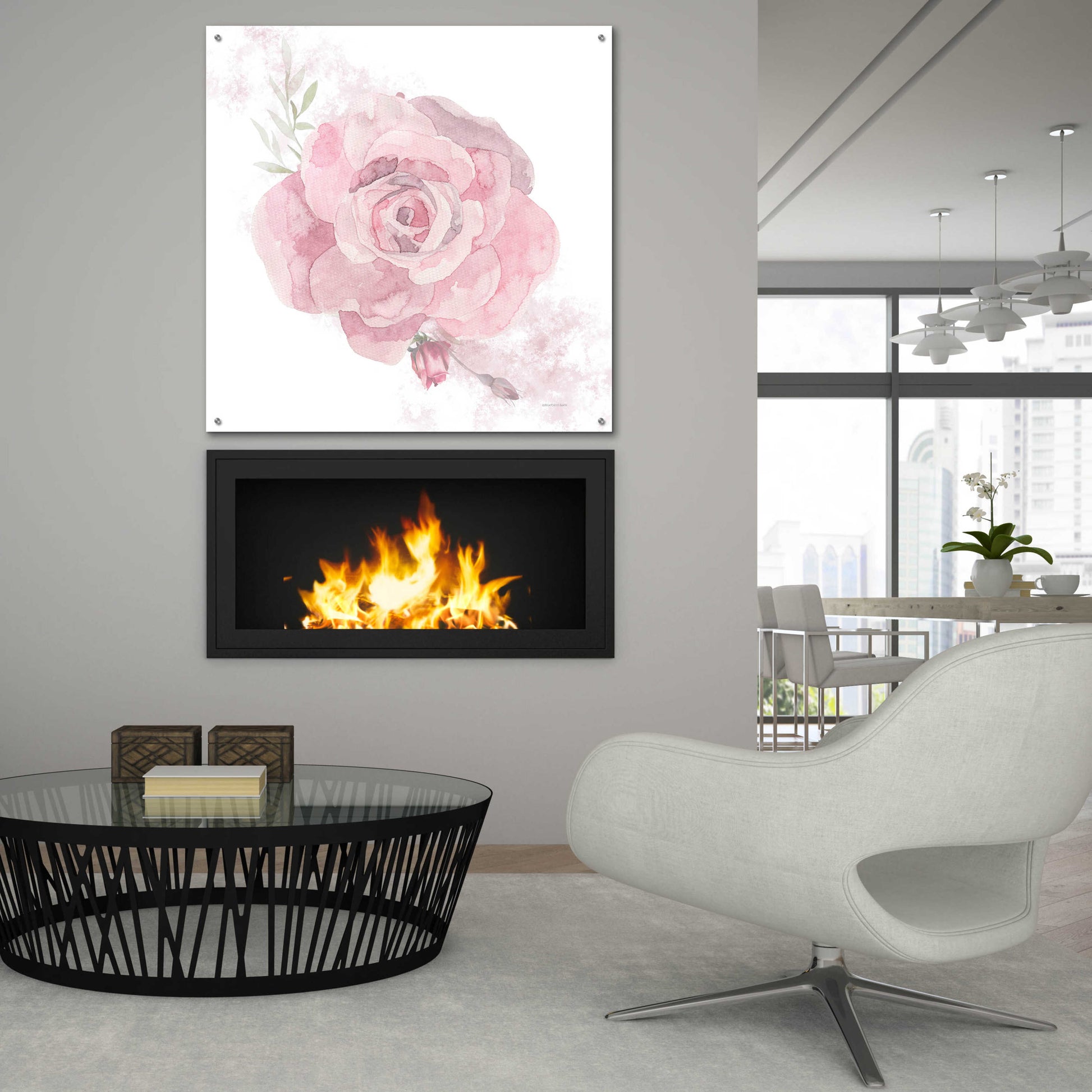 Epic Art 'Cottage Rose' by Bluebird Barn, Acrylic Glass Wall Art,36x36