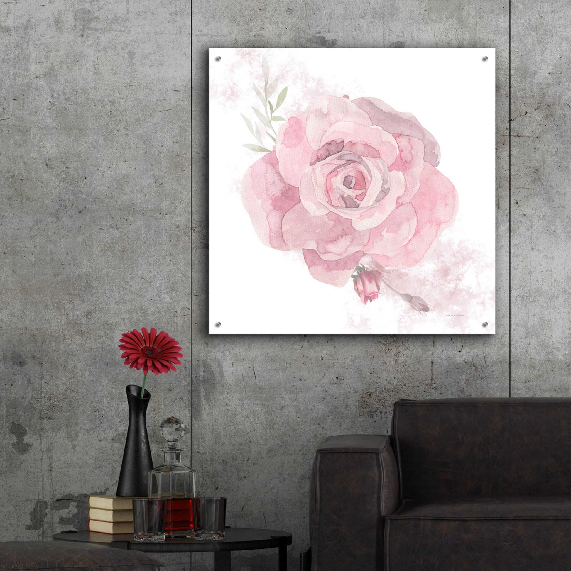 Epic Art 'Cottage Rose' by Bluebird Barn, Acrylic Glass Wall Art,36x36