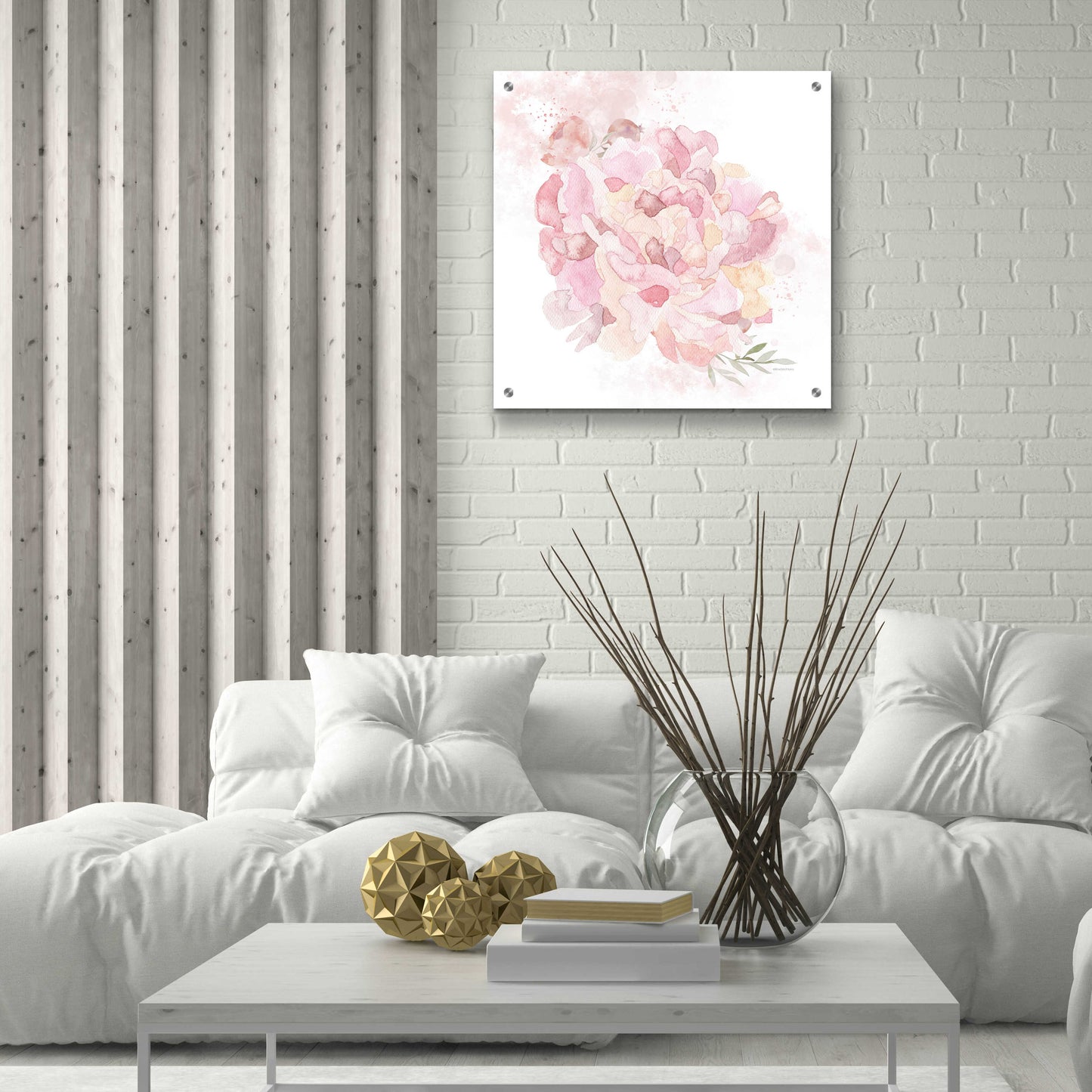 Epic Art 'Cottage Peony I' by Bluebird Barn, Acrylic Glass Wall Art,24x24