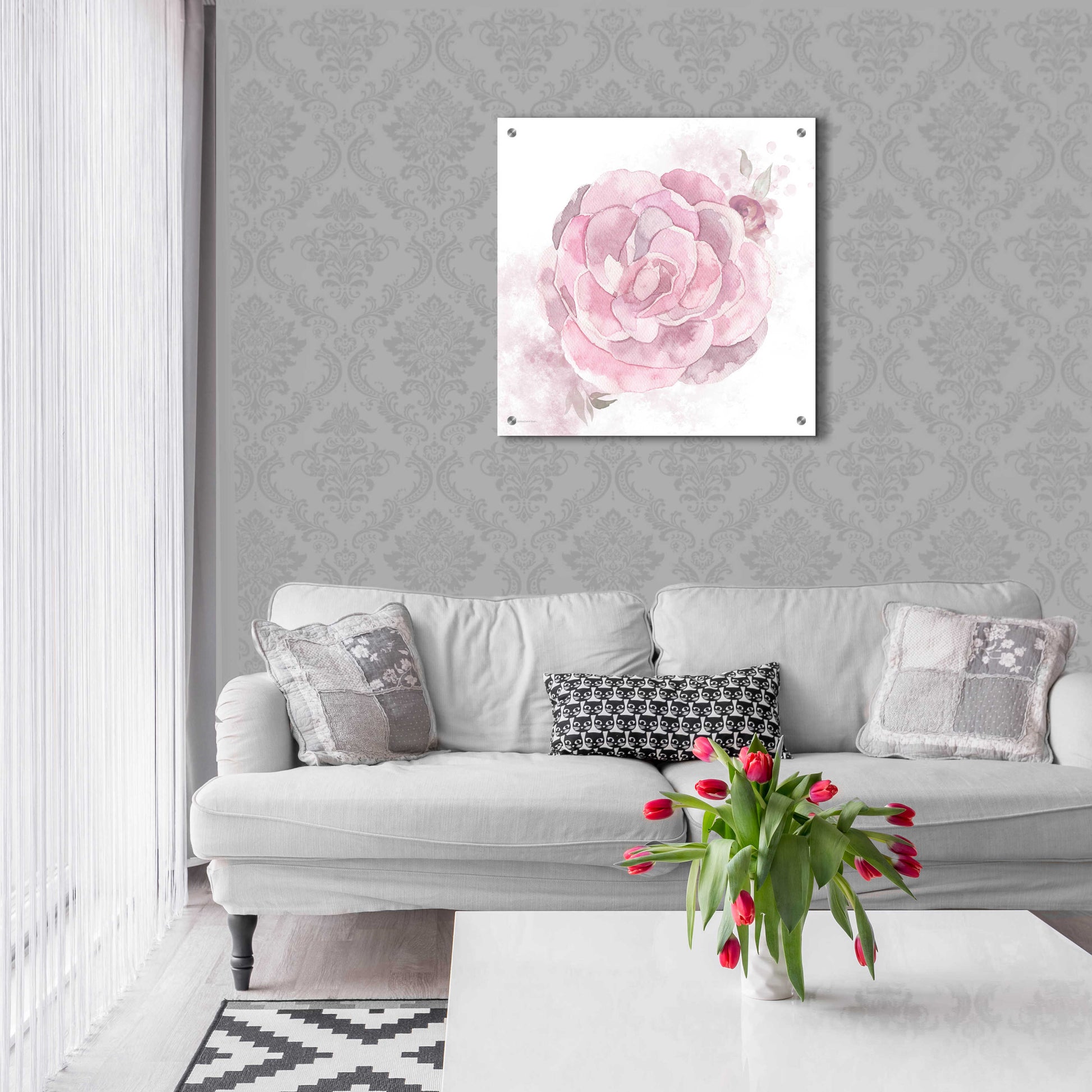 Epic Art 'Cottage Peony II' by Bluebird Barn, Acrylic Glass Wall Art,24x24