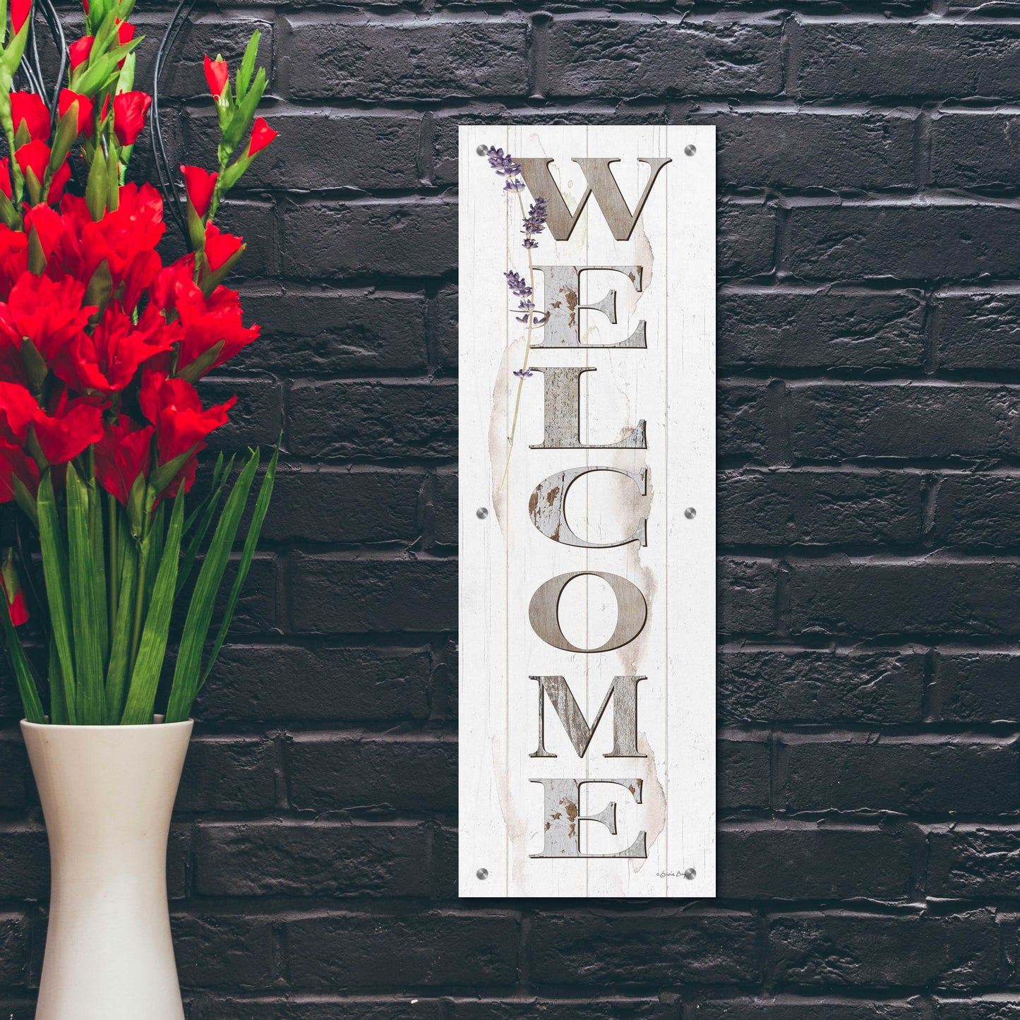 Epic Art 'Welcome' by Susie Boyer, Acrylic Glass Wall Art,12x36