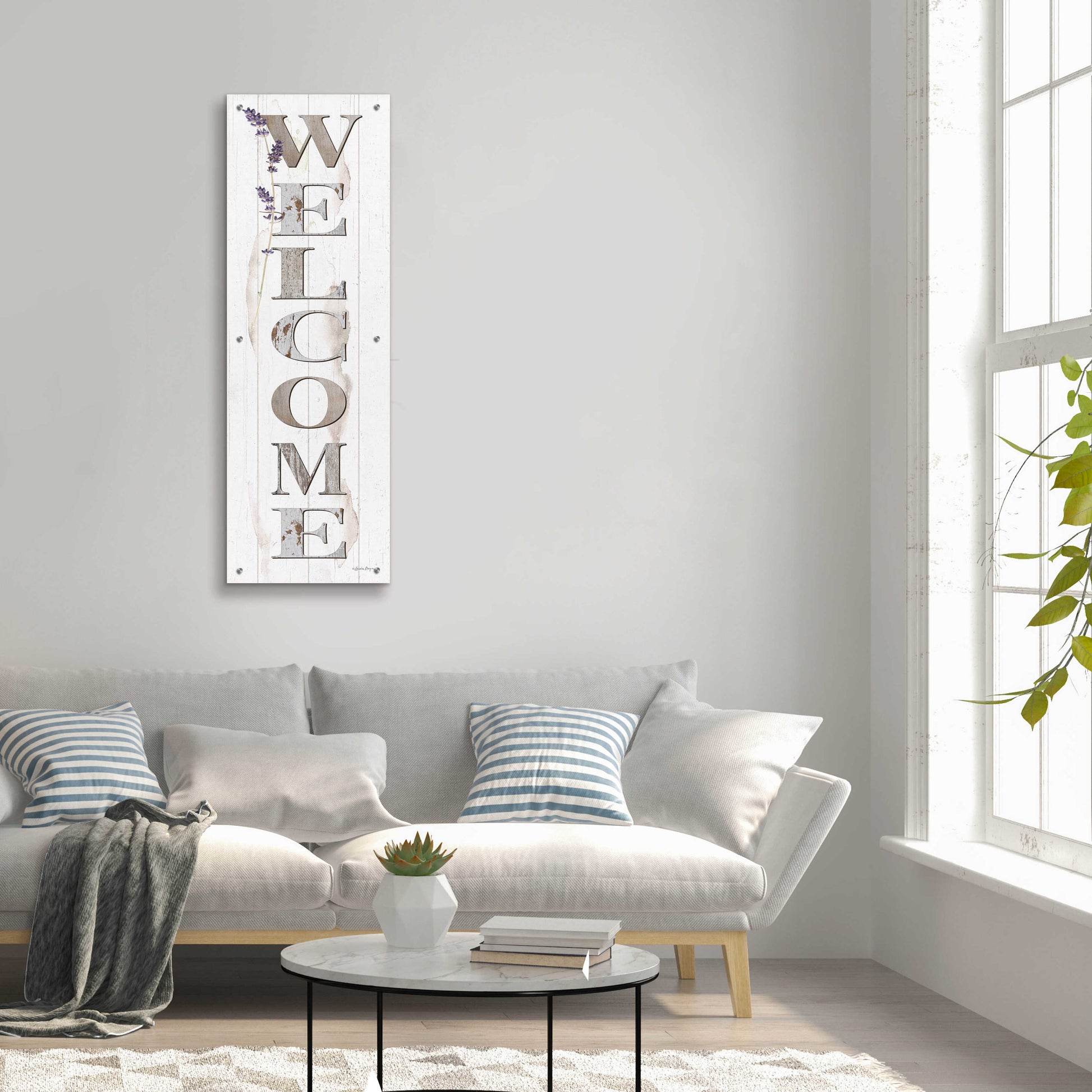 Epic Art 'Welcome' by Susie Boyer, Acrylic Glass Wall Art,16x48