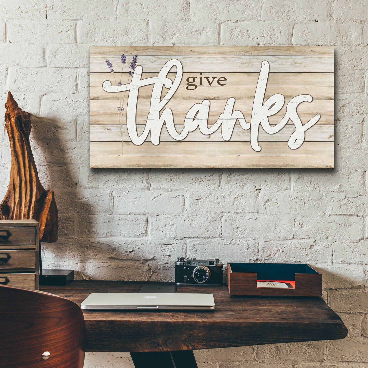 Epic Art 'Give Thanks' by Susie Boyer, Acrylic Glass Wall Art,24x12