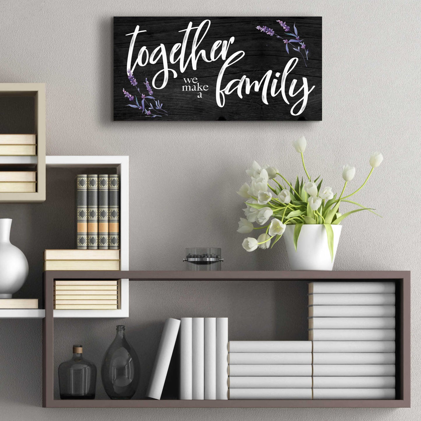 Epic Art 'Together We Make a Family     ' by Susie Boyer, Acrylic Glass Wall Art,24x12