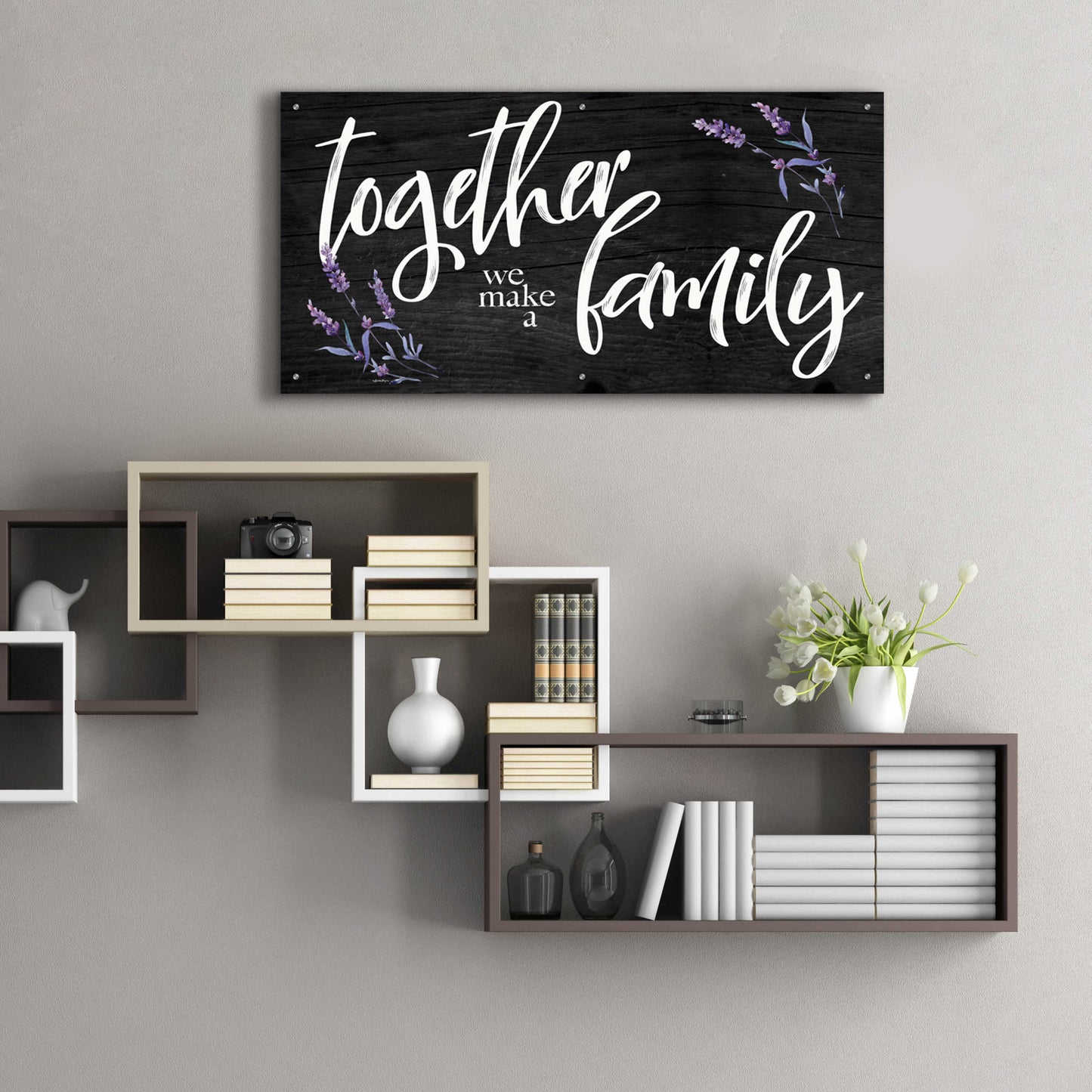 Epic Art 'Together We Make a Family     ' by Susie Boyer, Acrylic Glass Wall Art,48x24