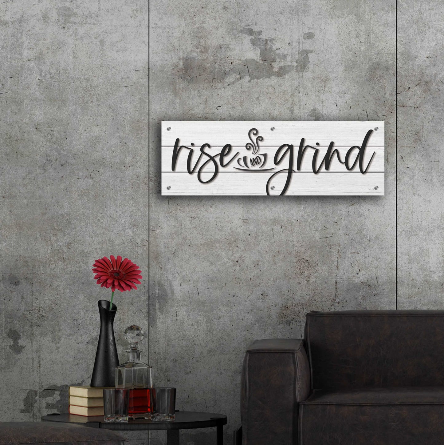 Epic Art 'Rise and Grind     ' by Susie Boyer, Acrylic Glass Wall Art,36x12