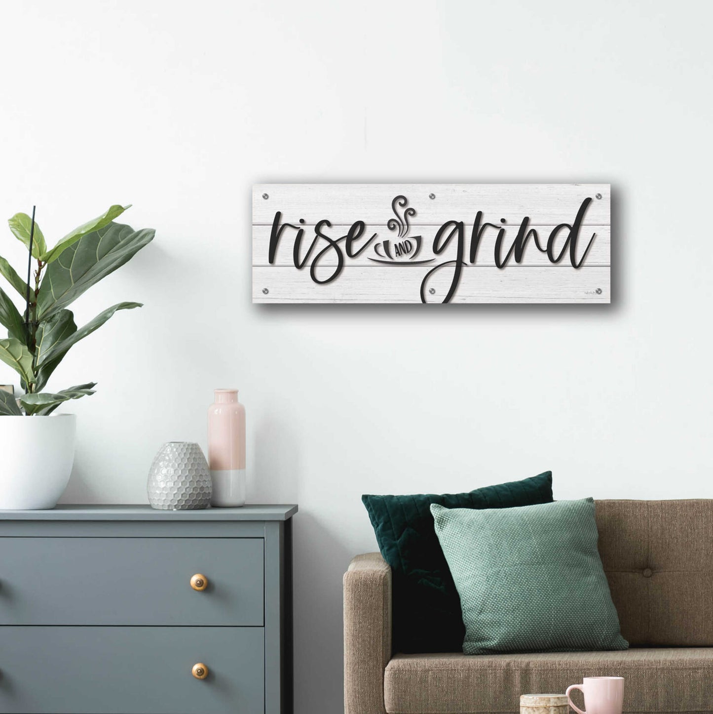 Epic Art 'Rise and Grind     ' by Susie Boyer, Acrylic Glass Wall Art,36x12