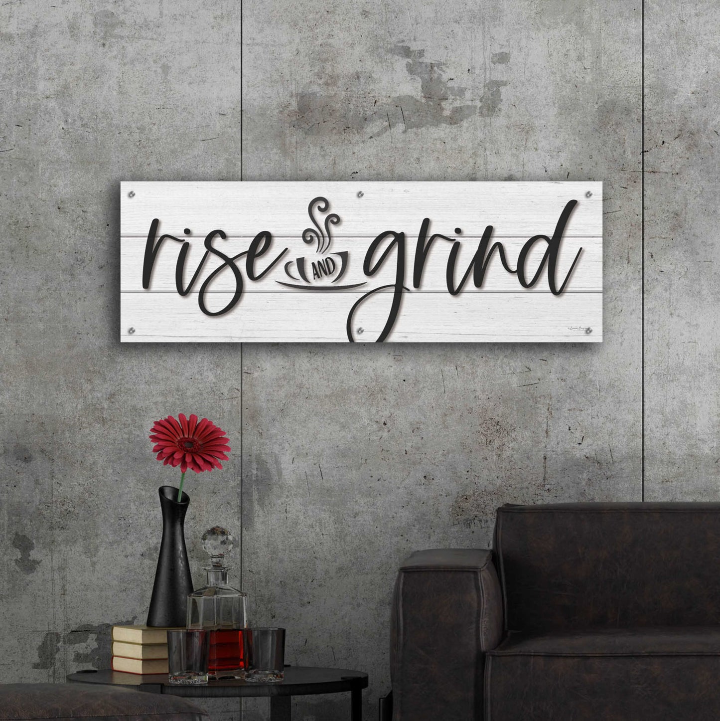 Epic Art 'Rise and Grind     ' by Susie Boyer, Acrylic Glass Wall Art,48x16