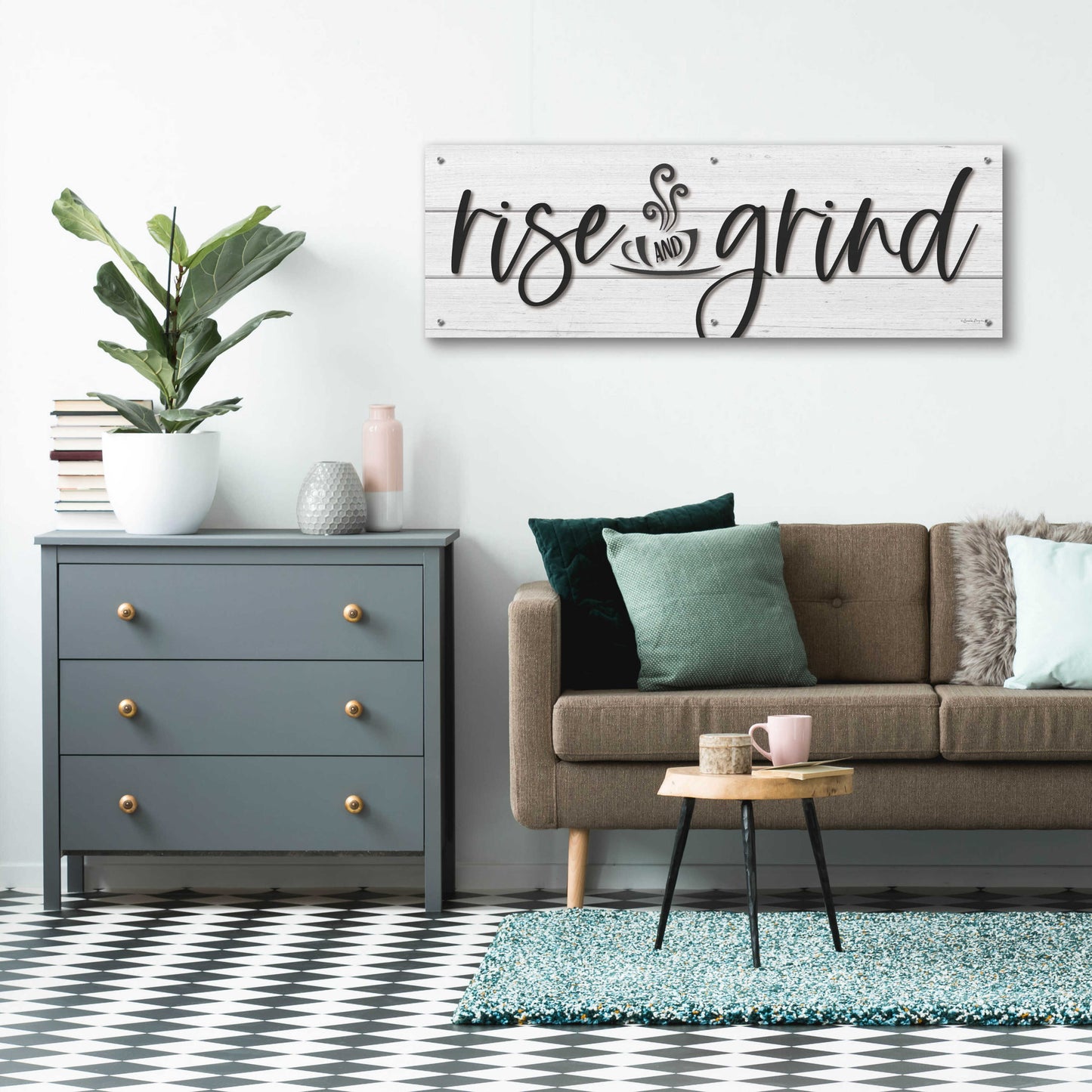 Epic Art 'Rise and Grind     ' by Susie Boyer, Acrylic Glass Wall Art,48x16