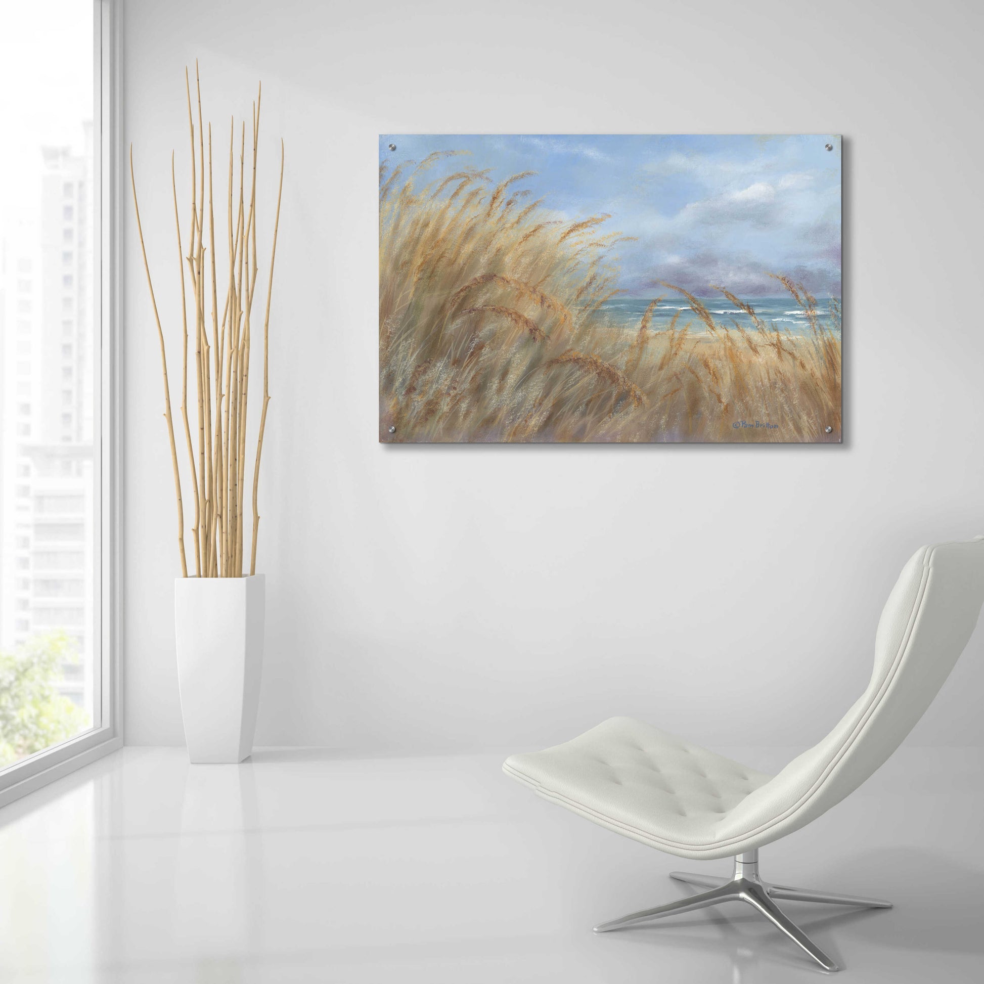 Epic Art 'Windy Day at the Shore    ' by Pam Britton, Acrylic Glass Wall Art,36x24