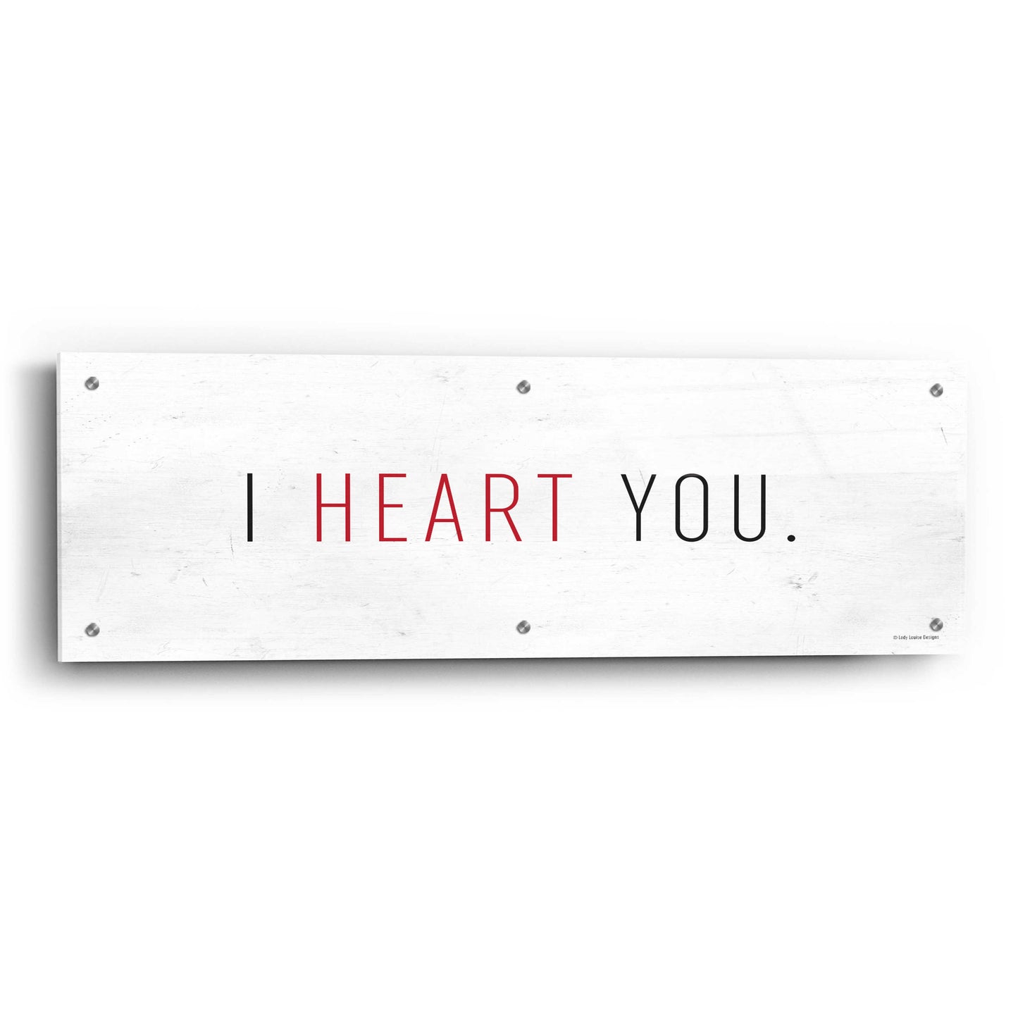 Epic Art 'I Heart You' by Lady Louise Designs, Acrylic Glass Wall Art,36x12