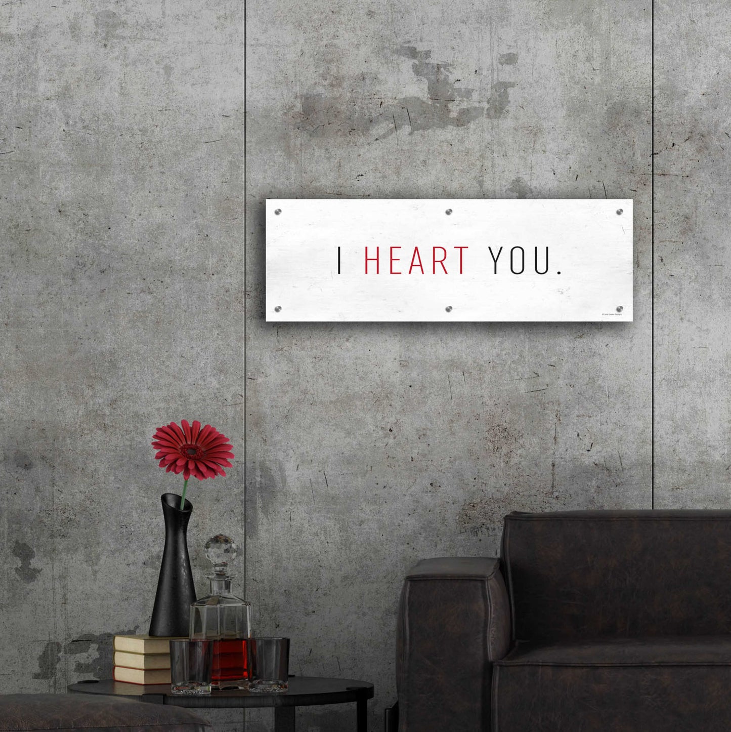 Epic Art 'I Heart You' by Lady Louise Designs, Acrylic Glass Wall Art,36x12