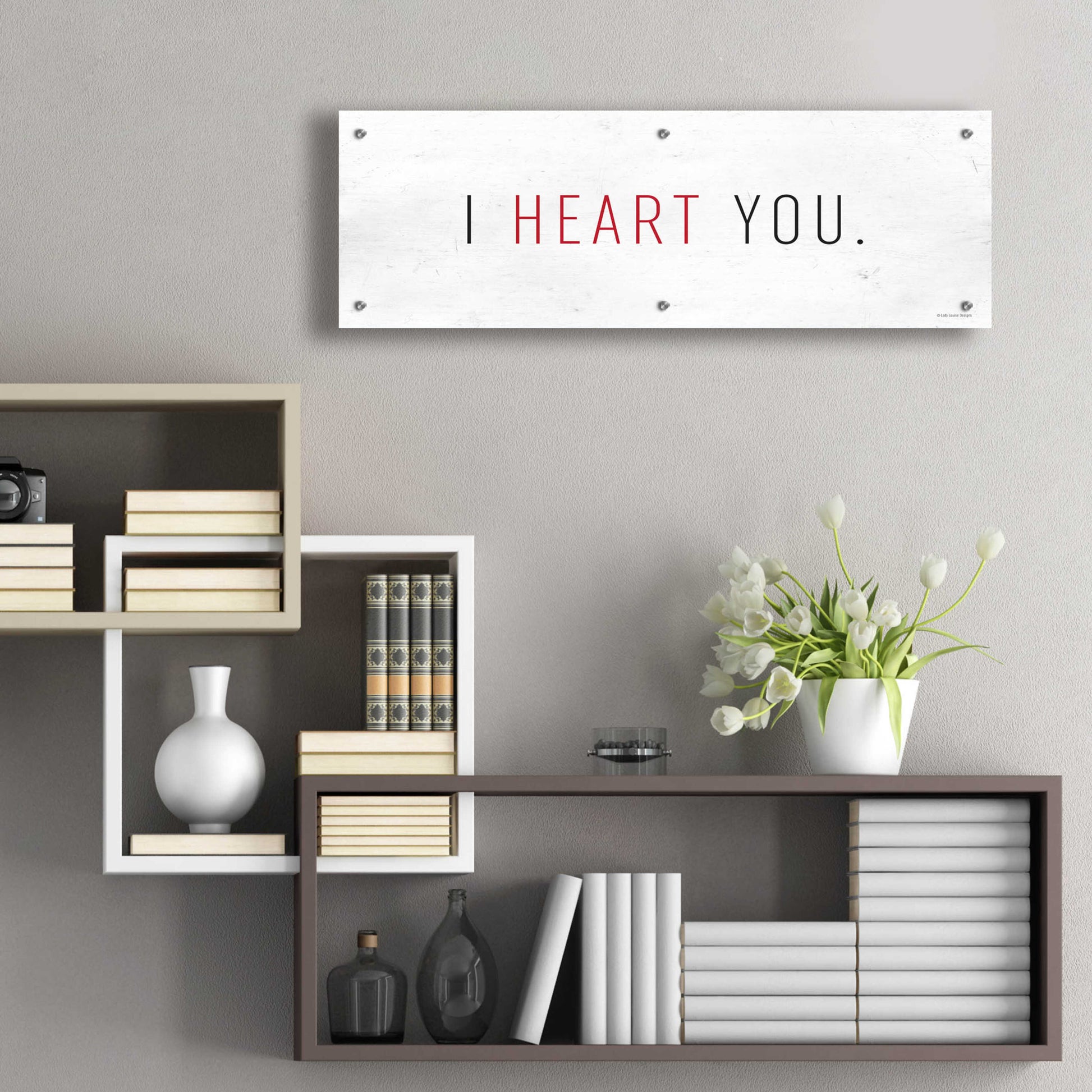 Epic Art 'I Heart You' by Lady Louise Designs, Acrylic Glass Wall Art,36x12