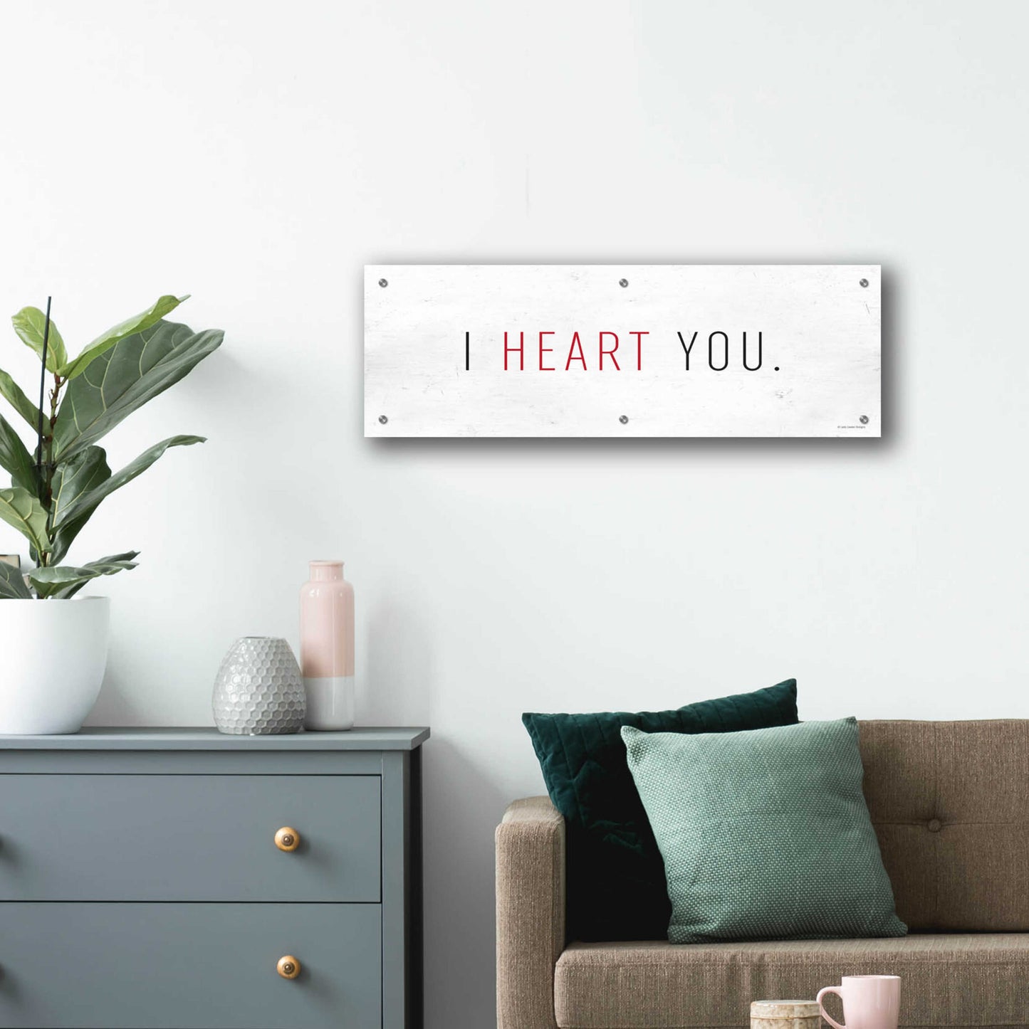 Epic Art 'I Heart You' by Lady Louise Designs, Acrylic Glass Wall Art,36x12