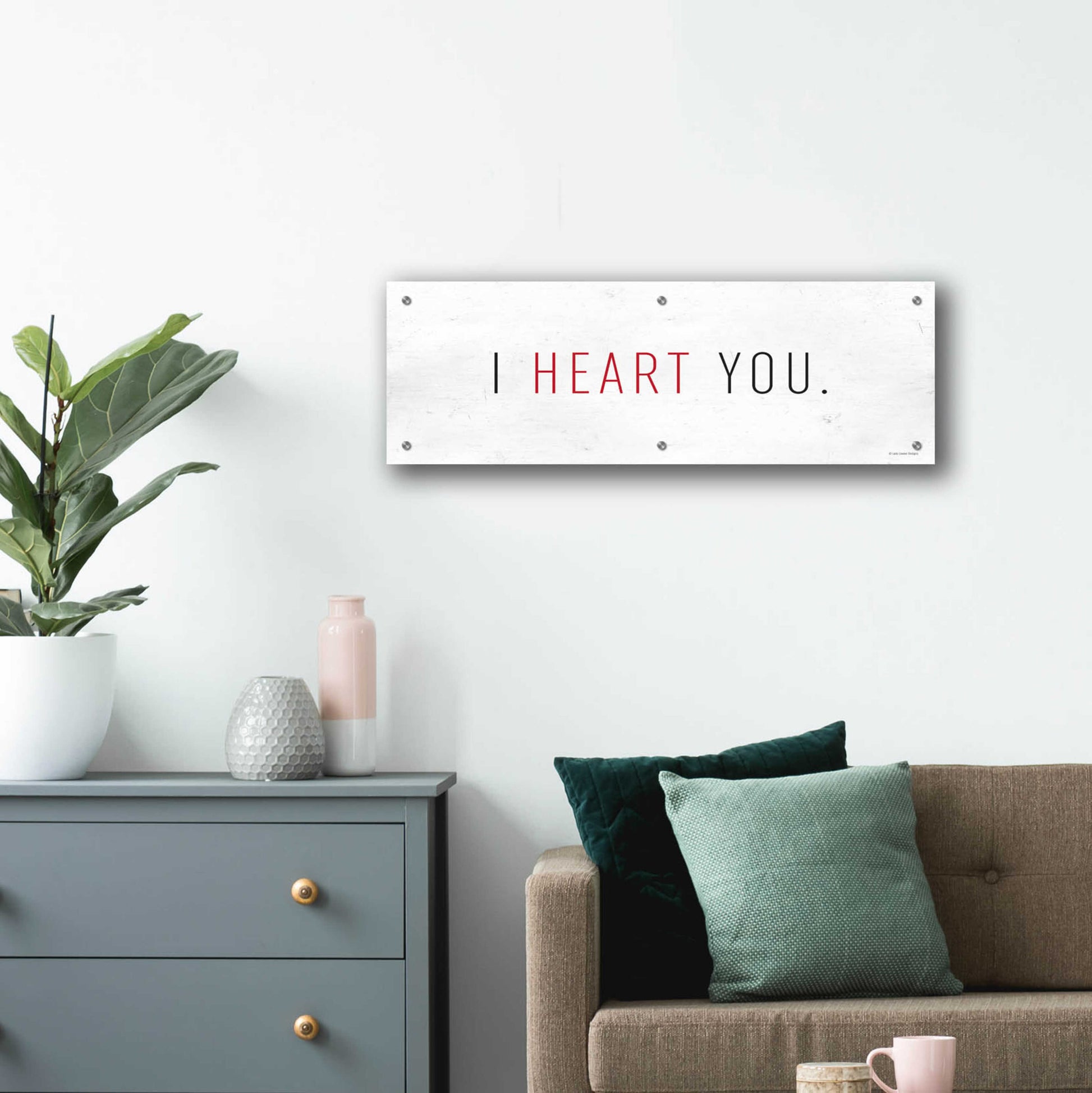 Epic Art 'I Heart You' by Lady Louise Designs, Acrylic Glass Wall Art,36x12