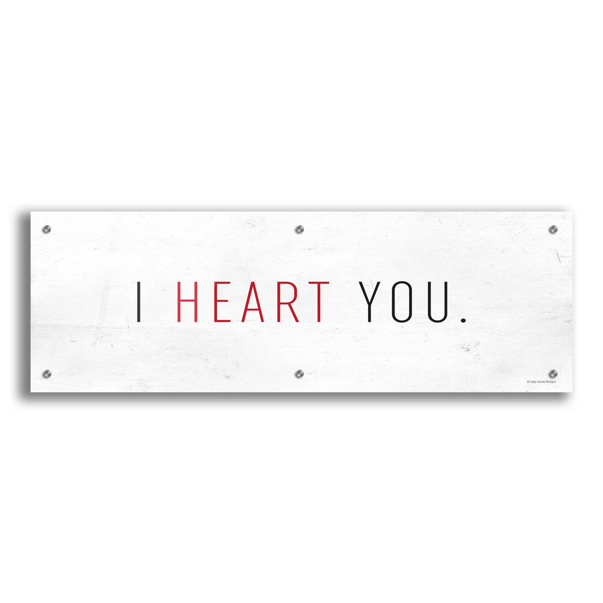 Epic Art 'I Heart You' by Lady Louise Designs, Acrylic Glass Wall Art,36x12